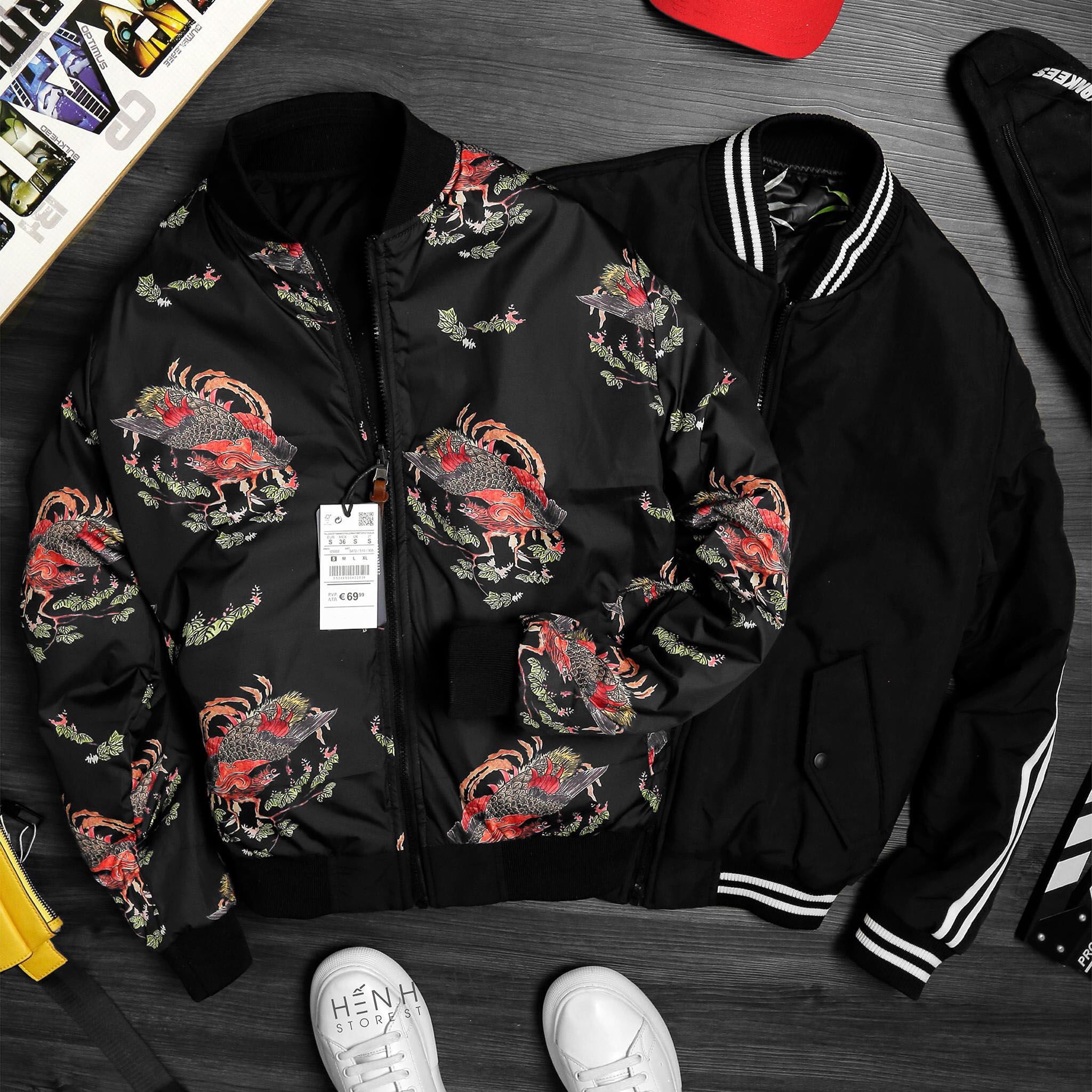 Áo bomber PB 2 mặt 3 lớp