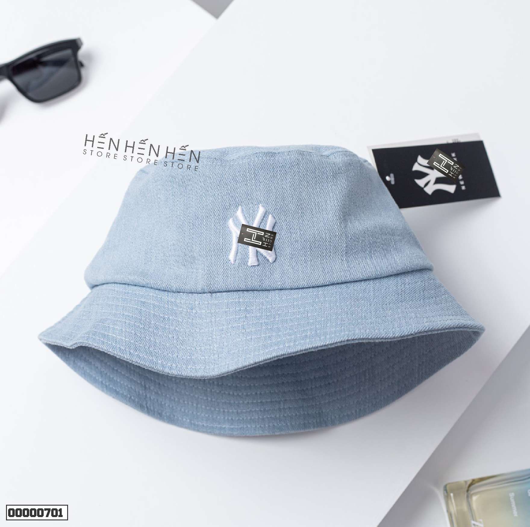 Nón bucket jean MLB xanh -00000701