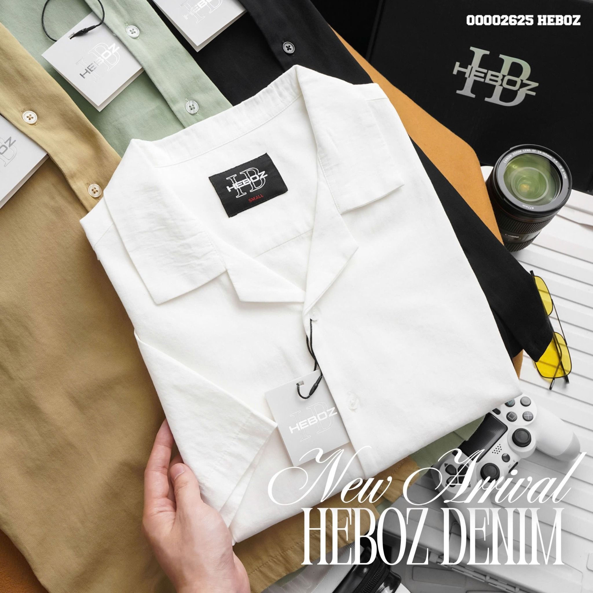 Áo sơ mi nam Heboz cổ pijama kaki 5M - 00002625