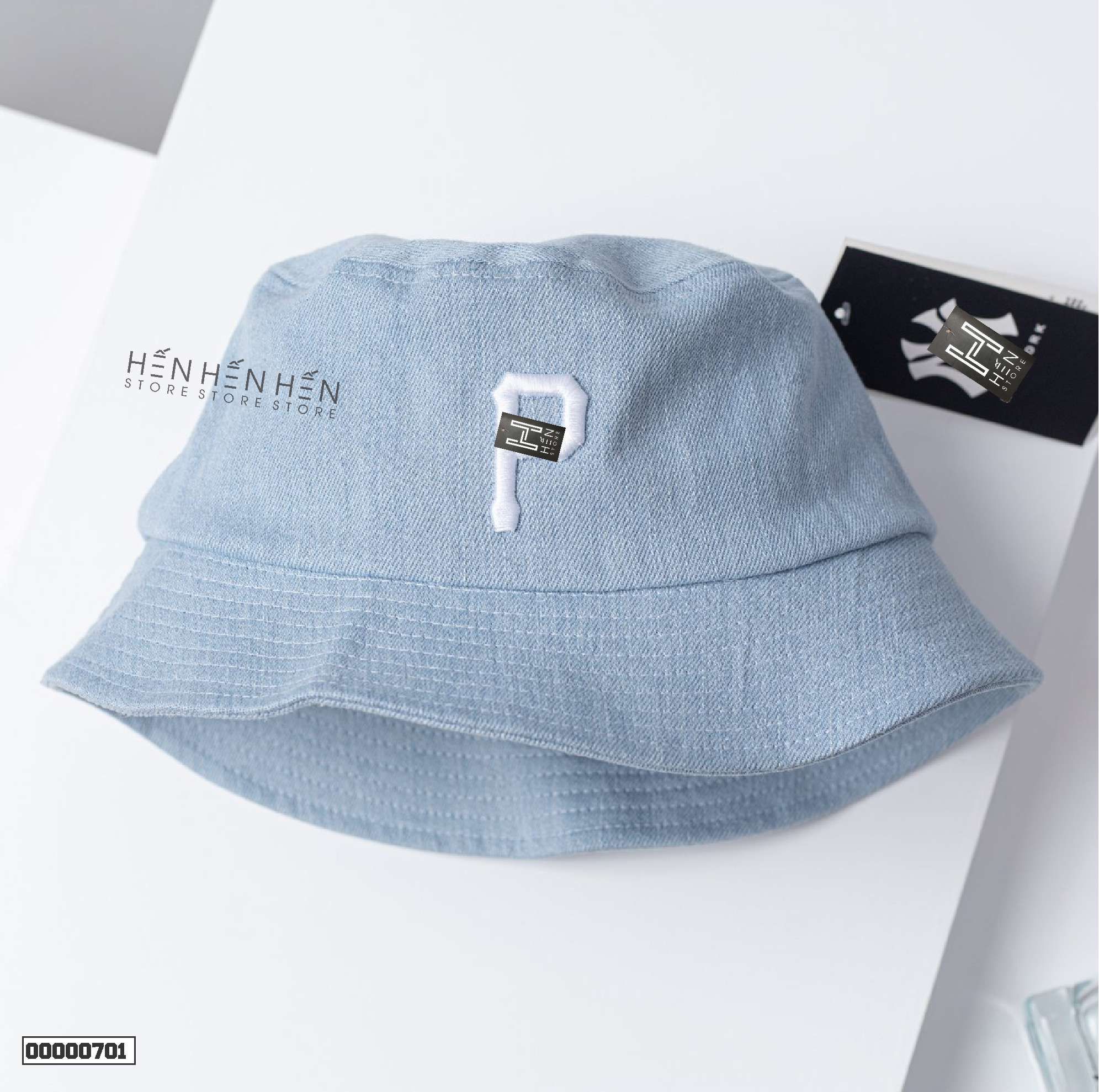 Nón bucket jean MLB xanh -00000701
