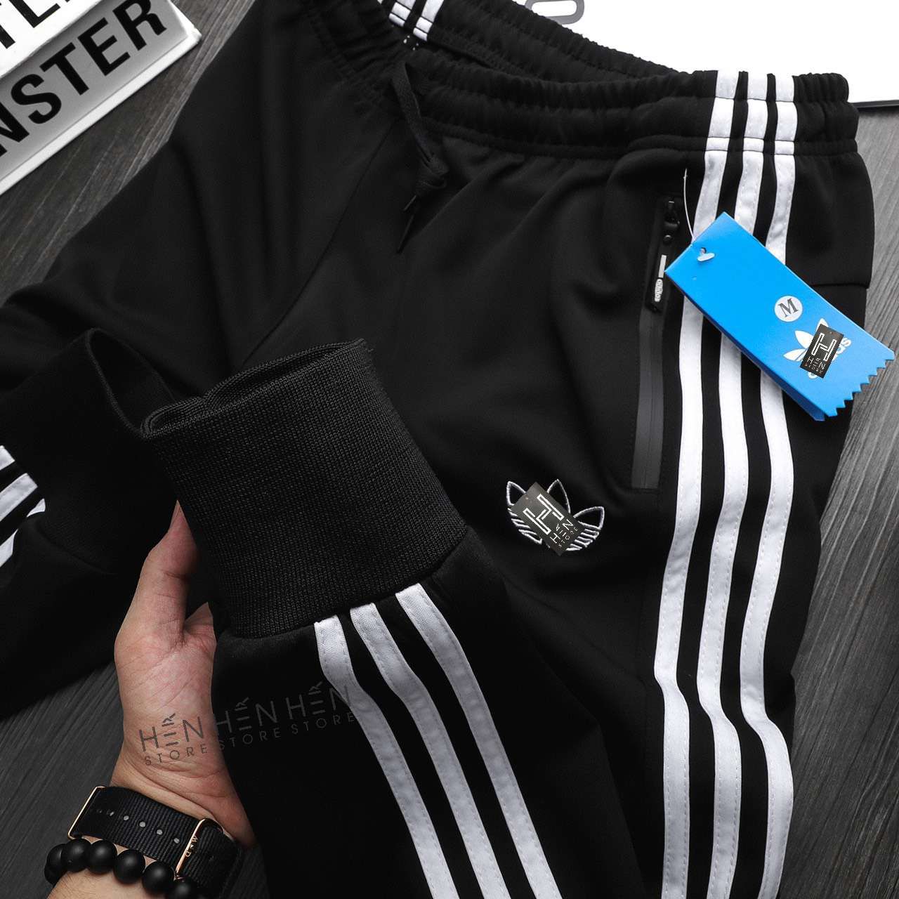 Quần jogger A.didas thun sọc ba lá 2M