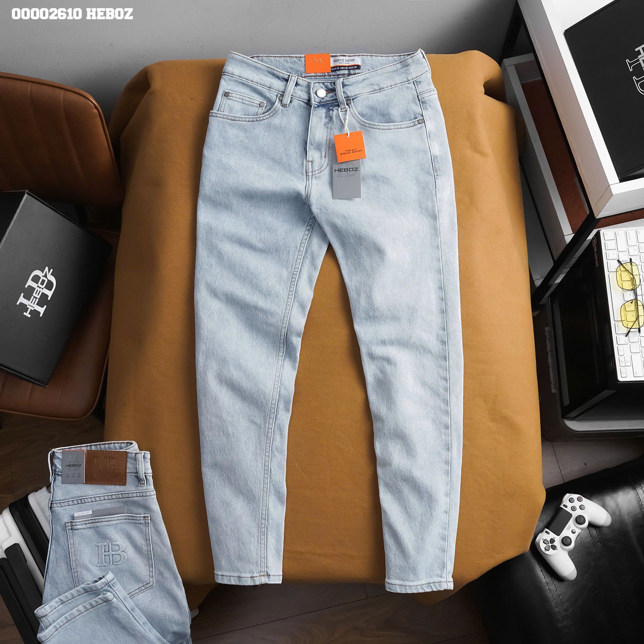 Quần jean nam Heboz form slim trơn D005 - 00002610