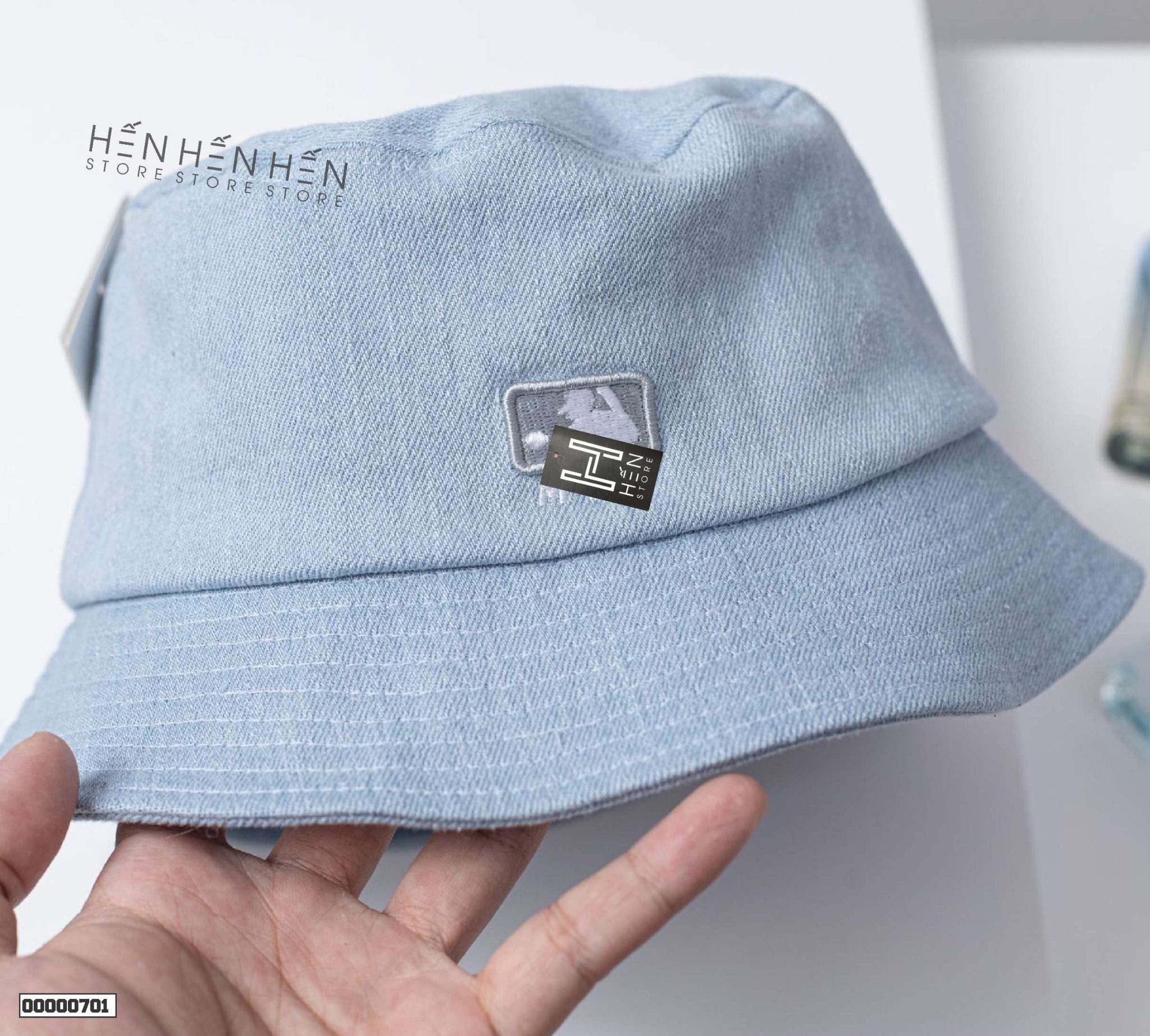 Nón bucket jean MLB xanh -00000701