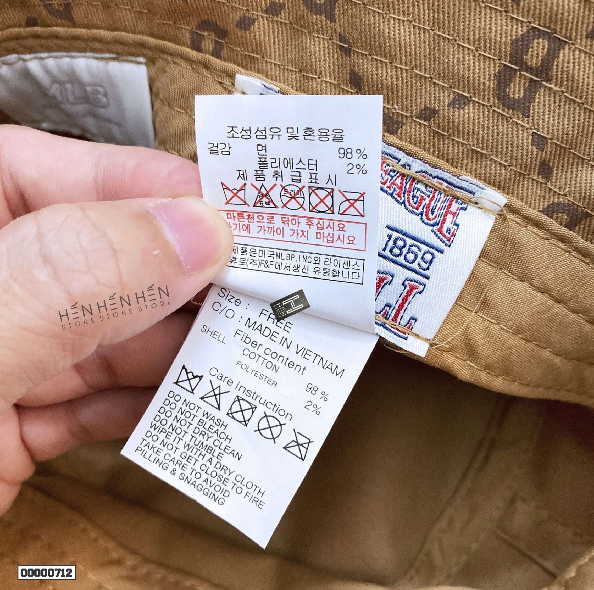 Nón bucket mono MLB nâu chữ B - 00000712