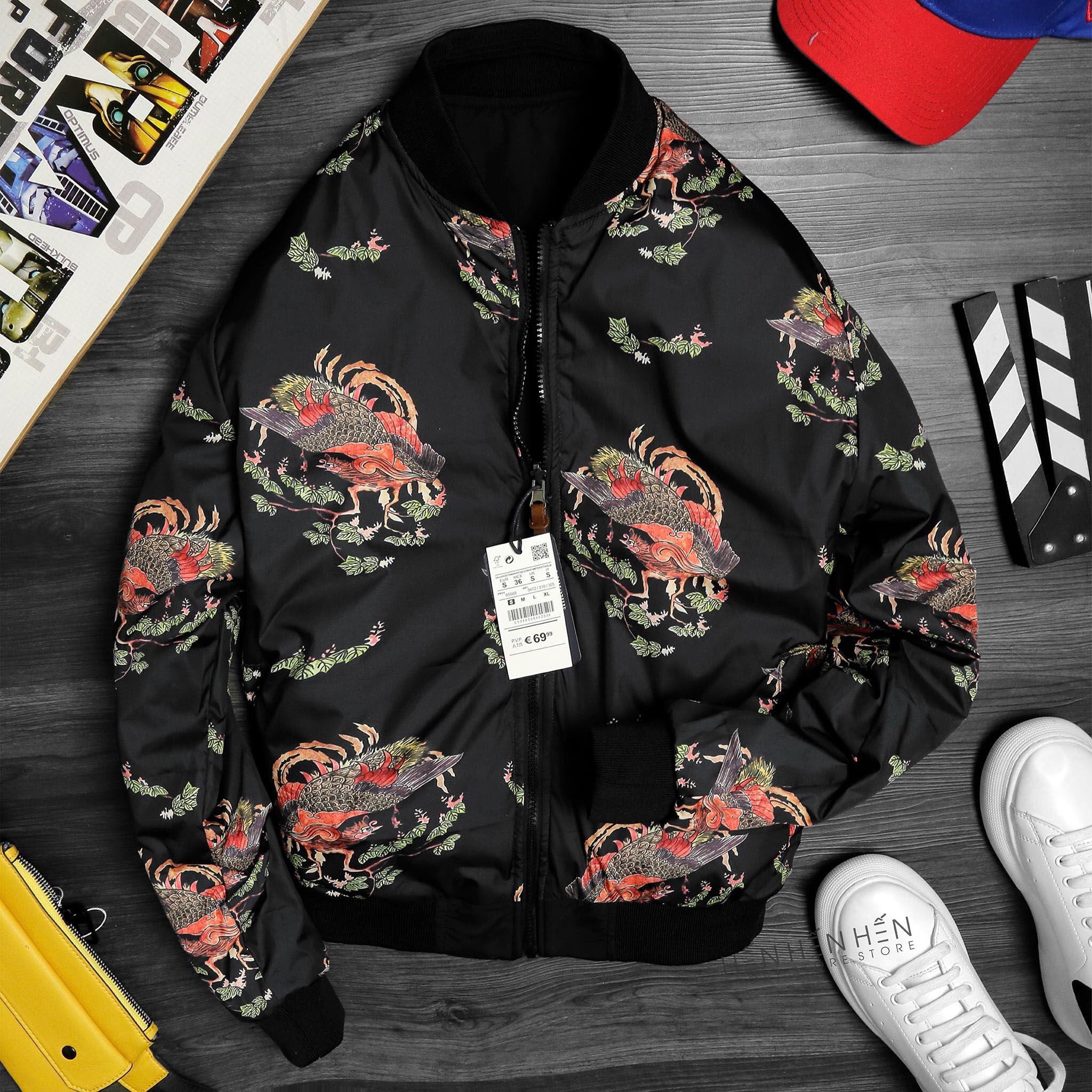 Áo bomber PB 2 mặt 3 lớp