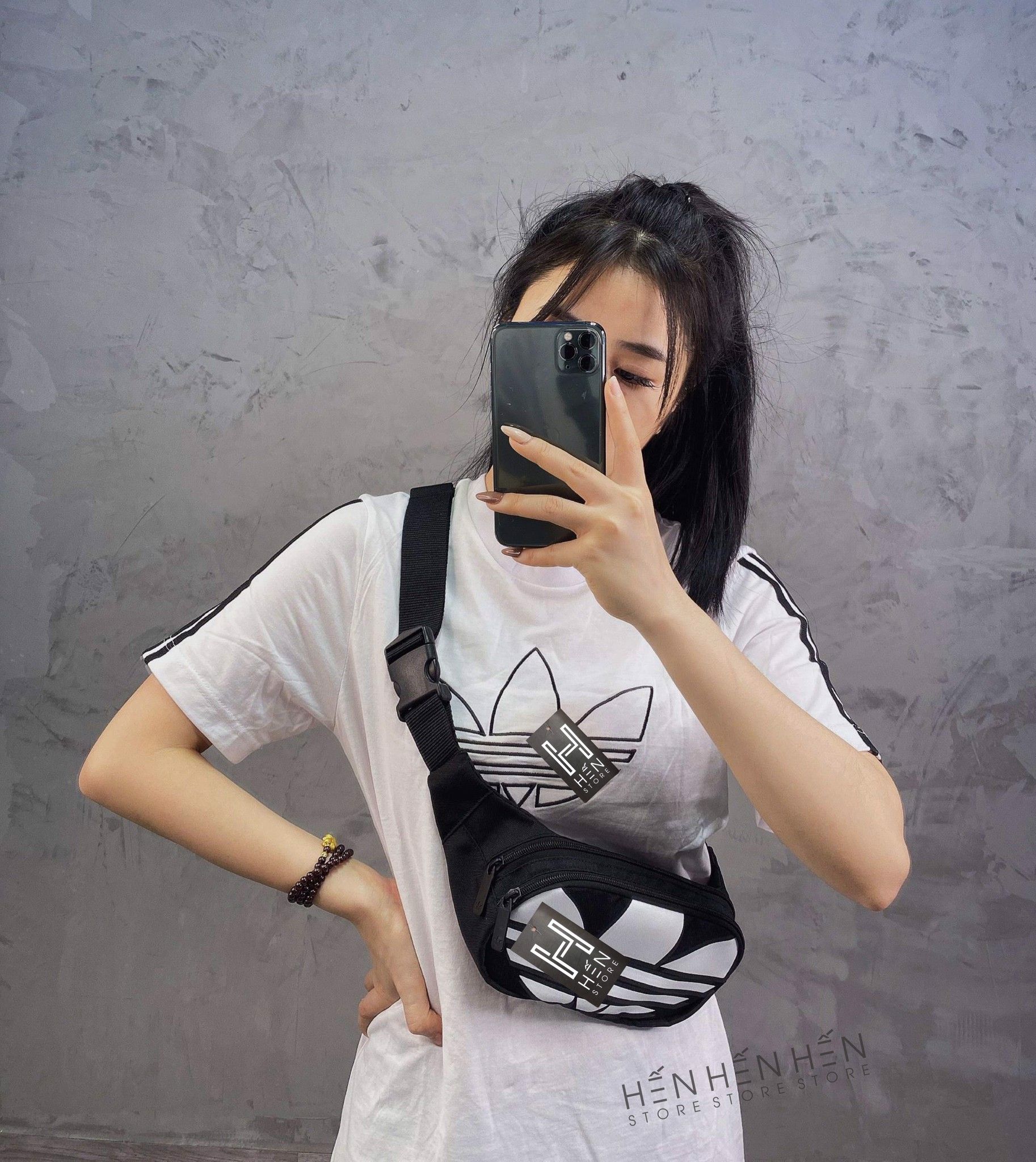 Túi bao tử Adi.das logo trắng
