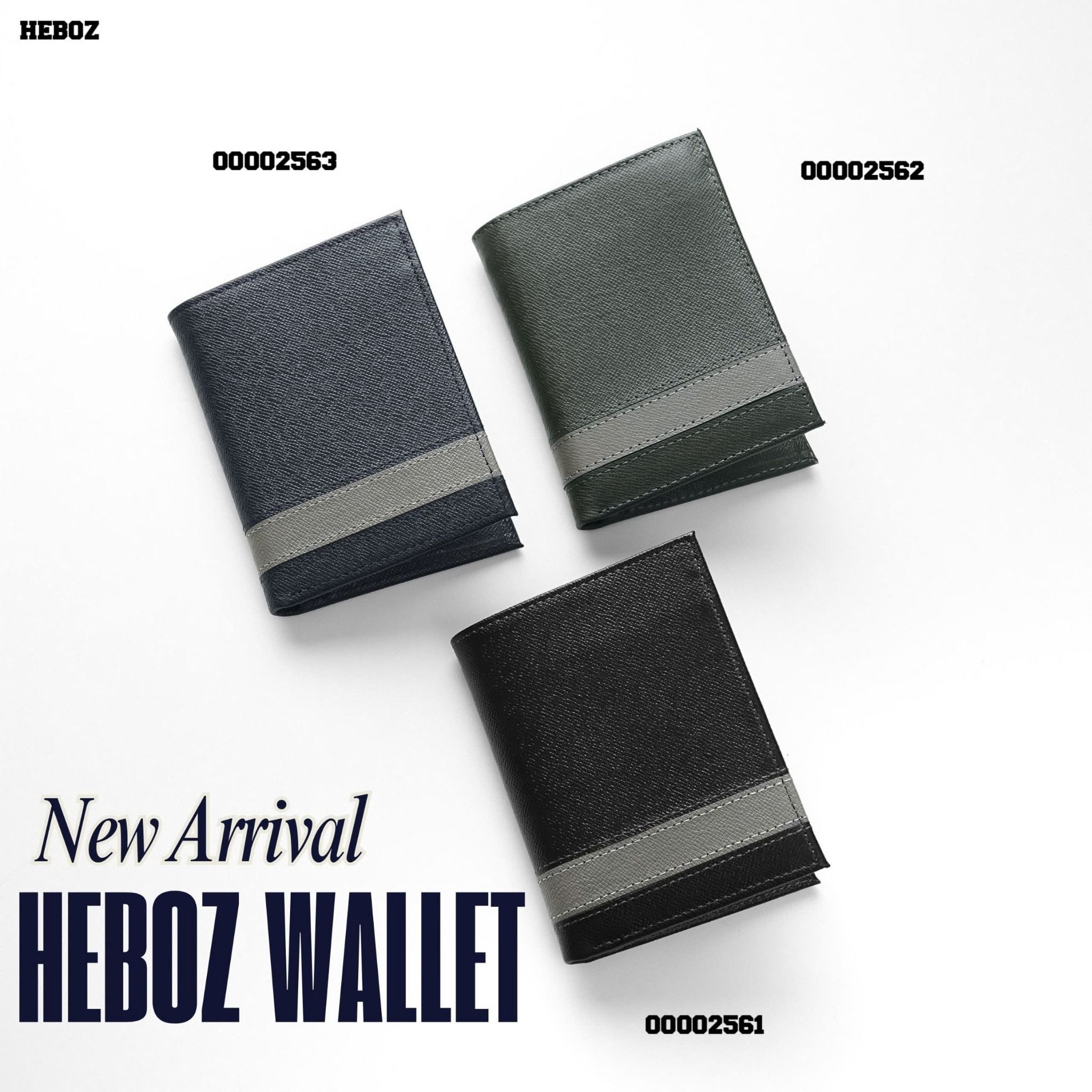 Ví da sọc đứng Heboz NAVY - 00002563