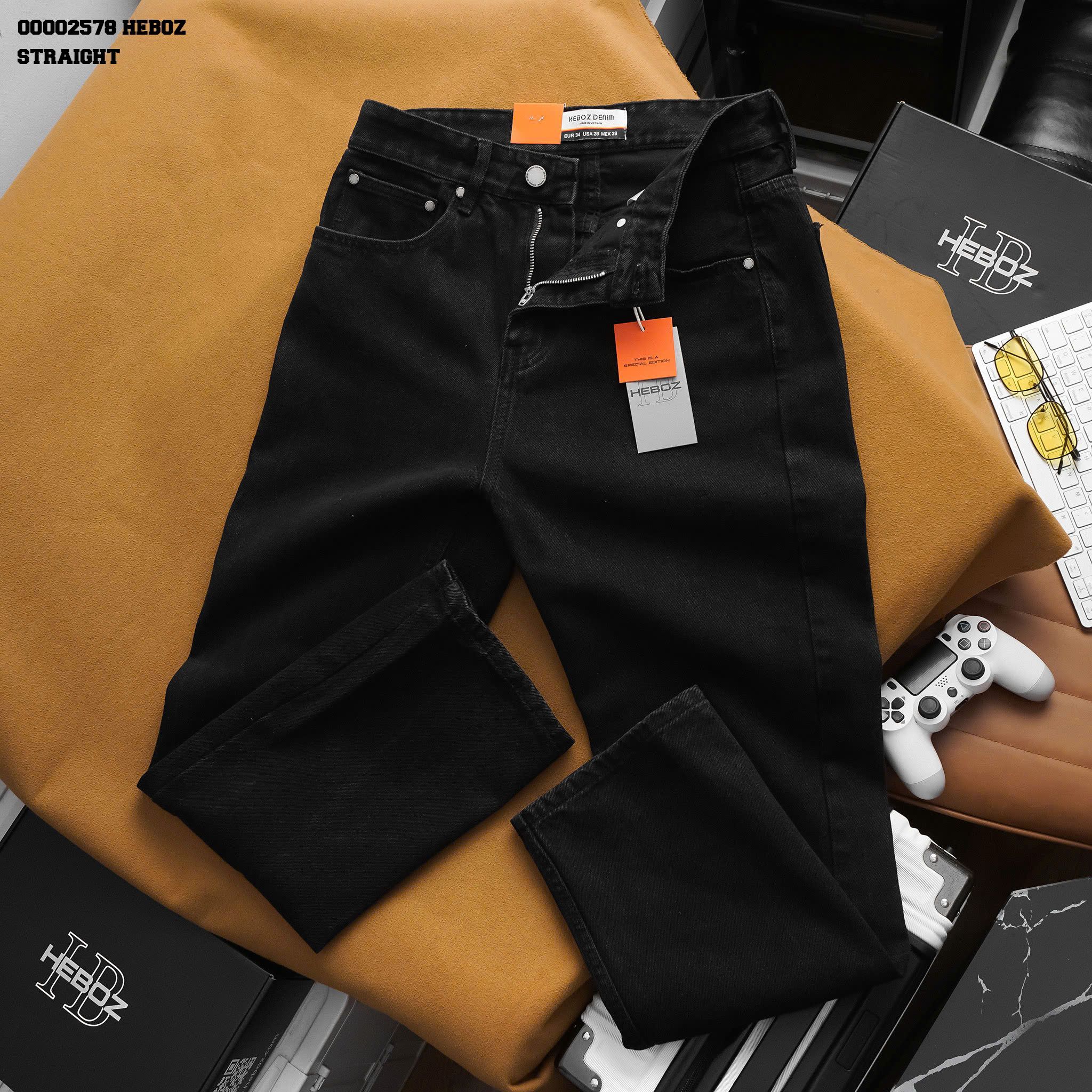 Quần jean suông Heboz D001(ĐEN) - 00002578