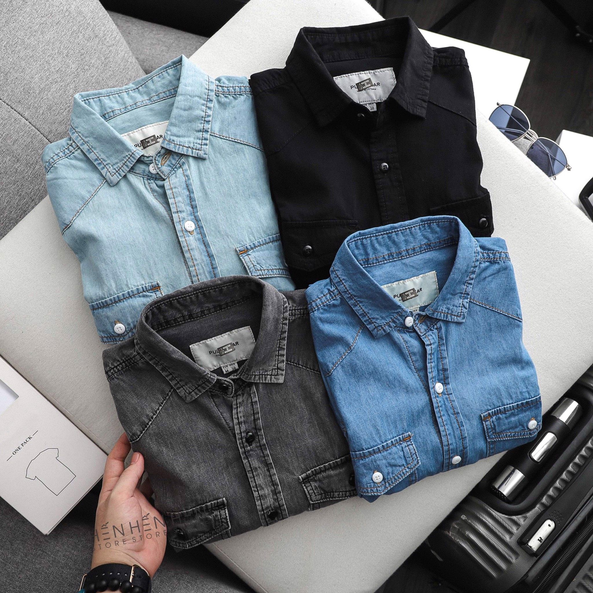 Áo denim ngắn tay PB 4M