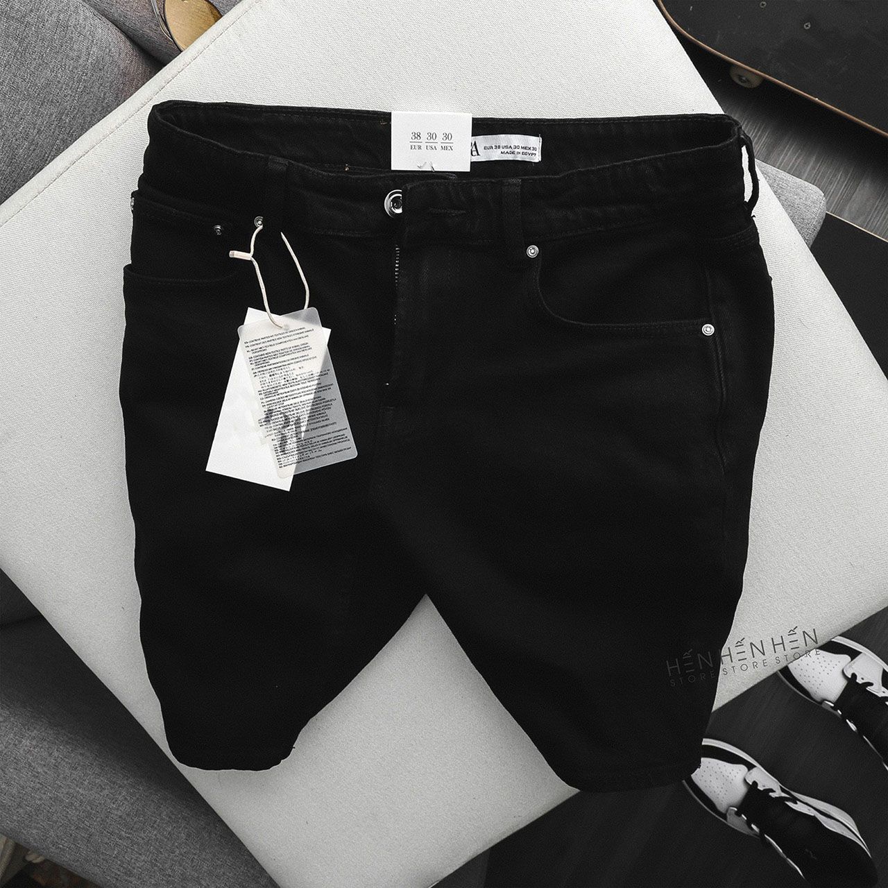 Quần short jean Za..ra đen