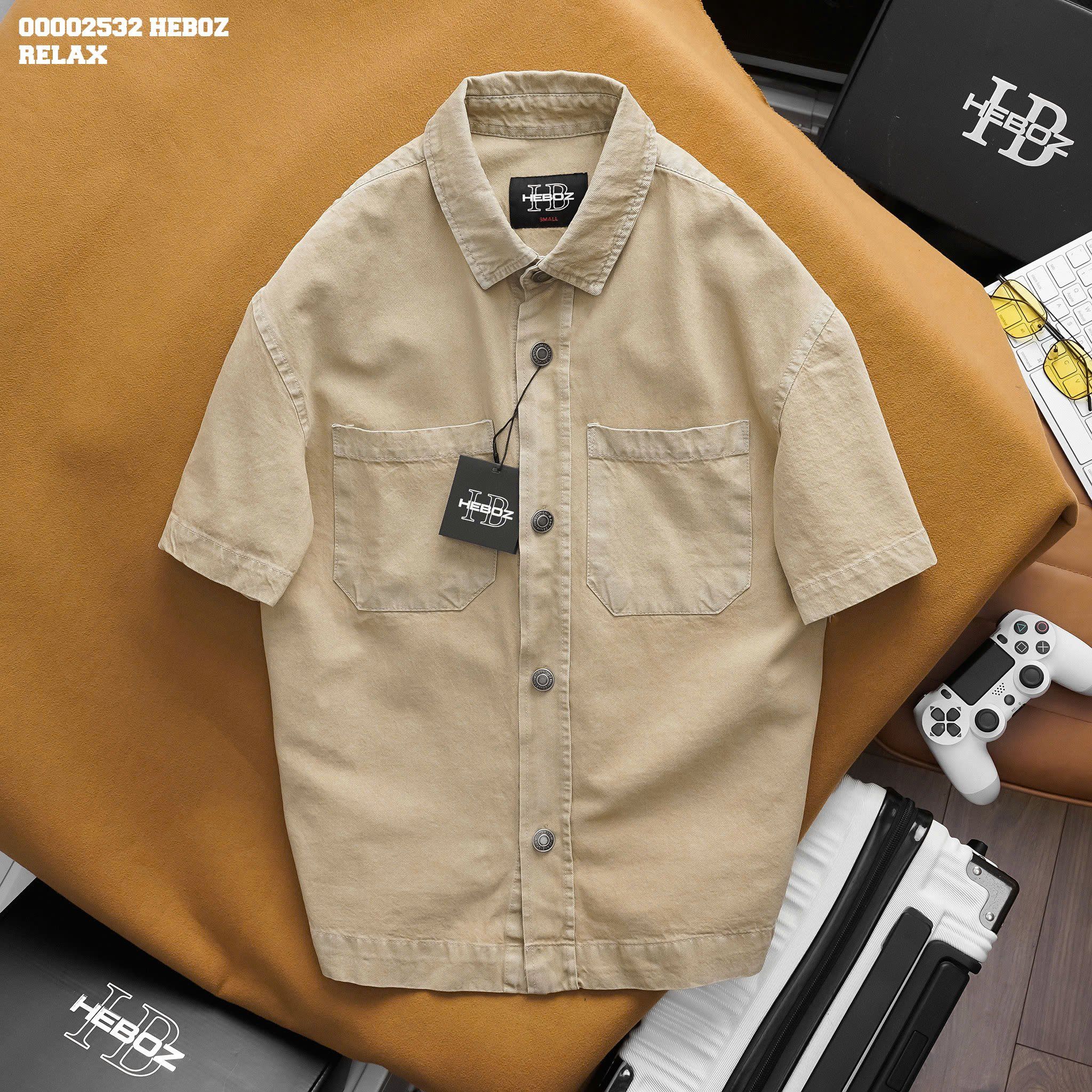 Áo sơ mi nam Heboz denim ngắn tay relax 2M - 00002532