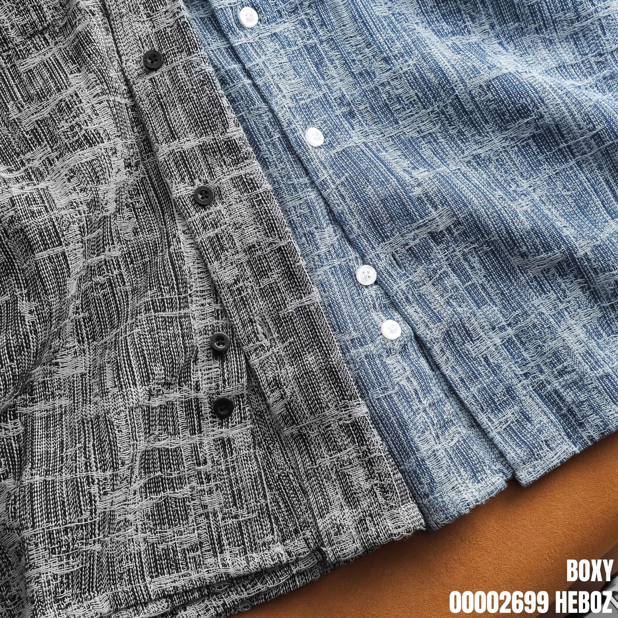 Áo sơ mi nam Heboz tay ngắn Jacquard 2 túi nắp 2M - 00002699