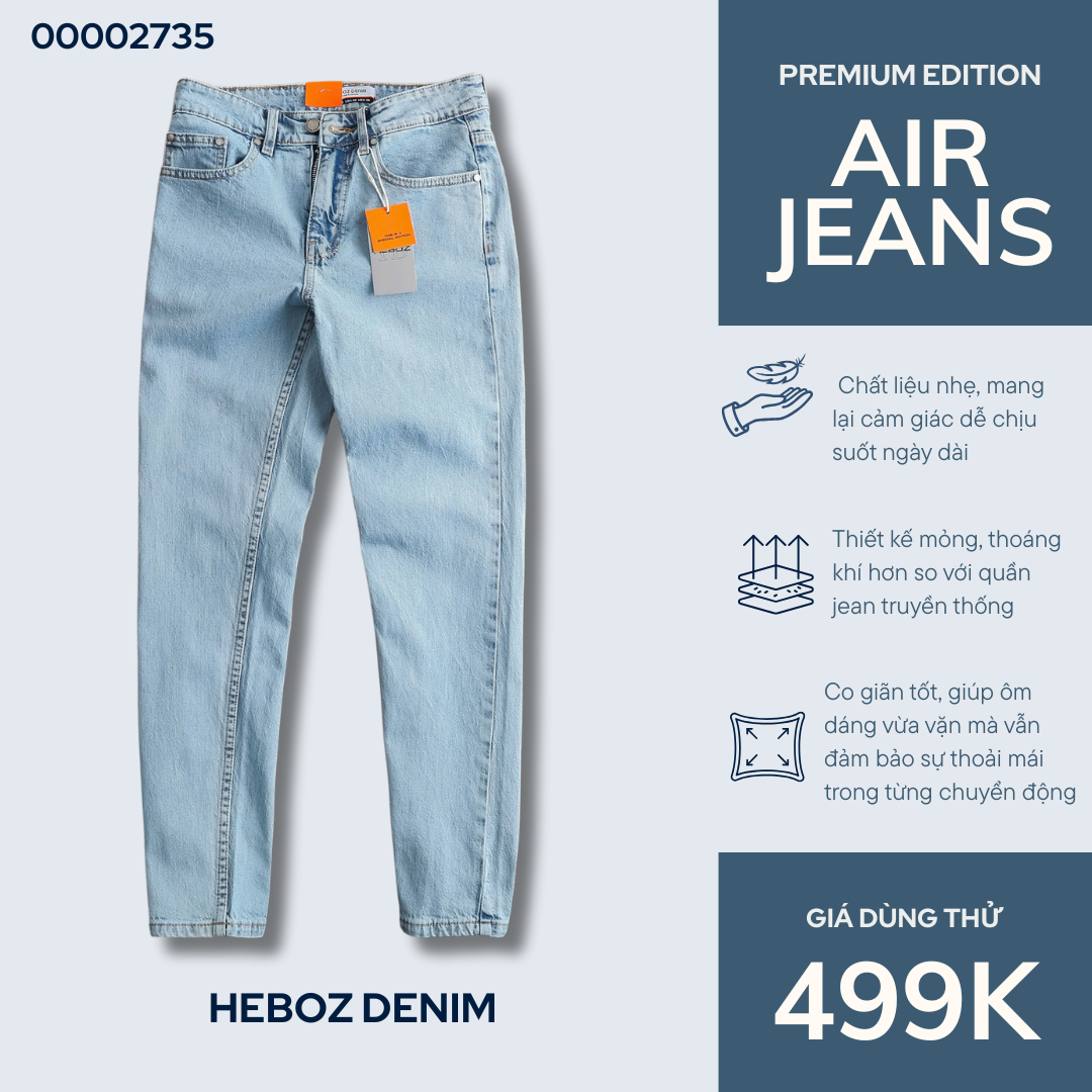 Quần jean nam Heboz air slim D038 - 00002735
