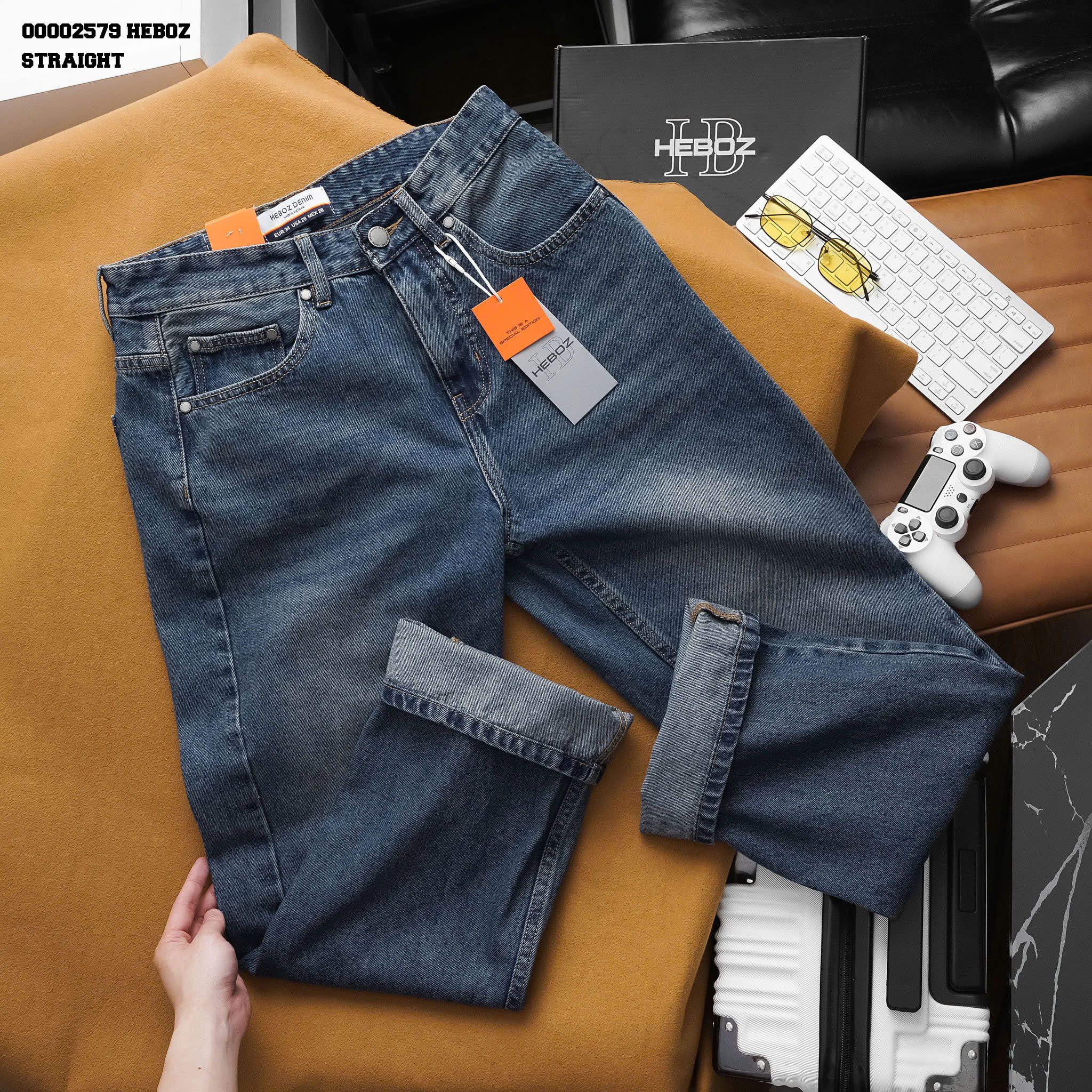 Quần jean suông Heboz D002(XANH ĐẬM) - 00002579