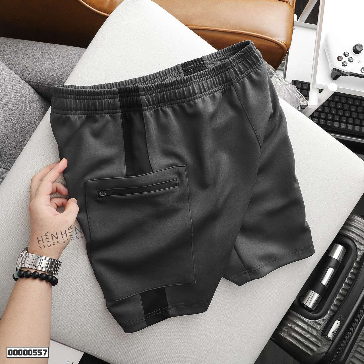 Quần short thun NK túi zip 4M