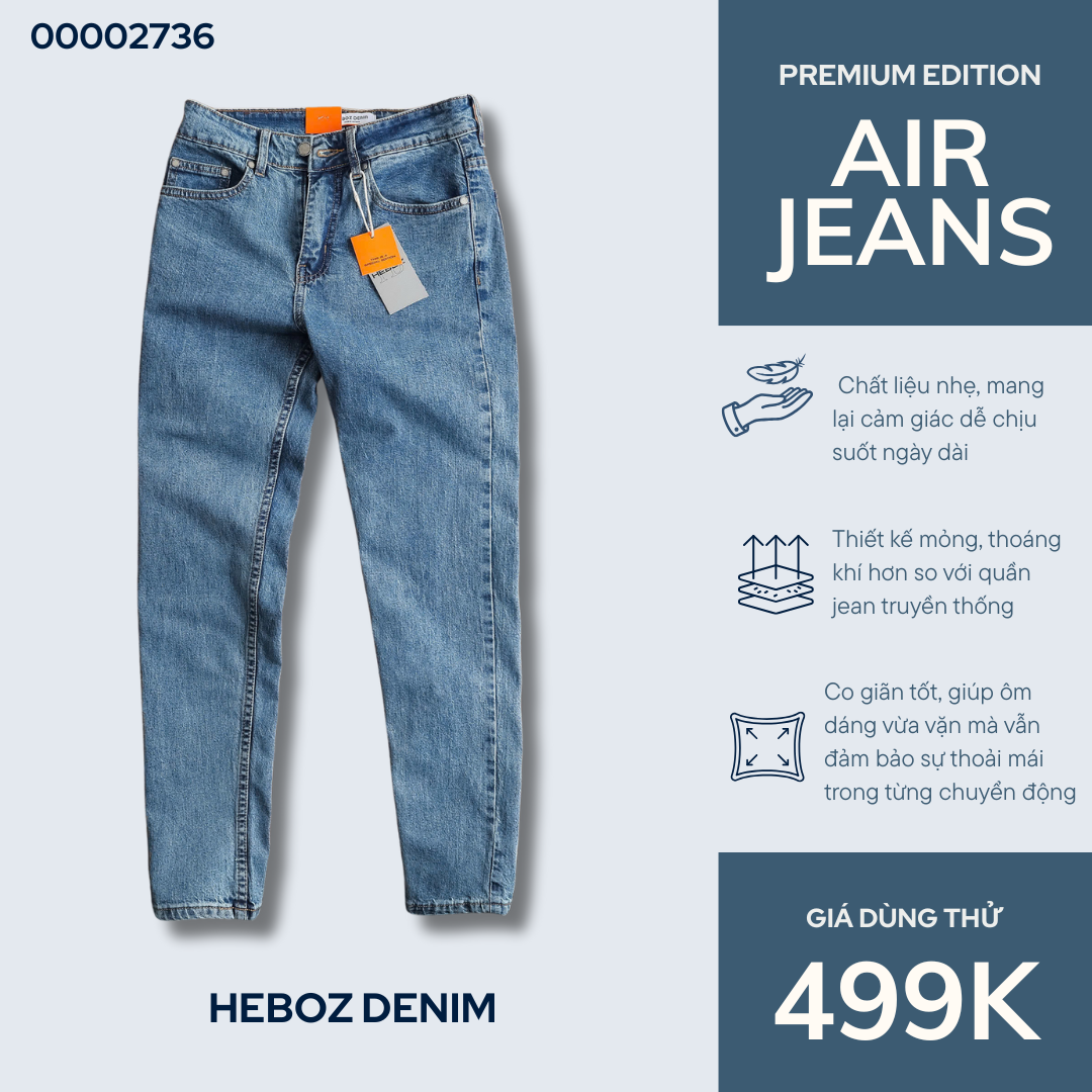 Quần jean nam Heboz air slim D039 - 00002736