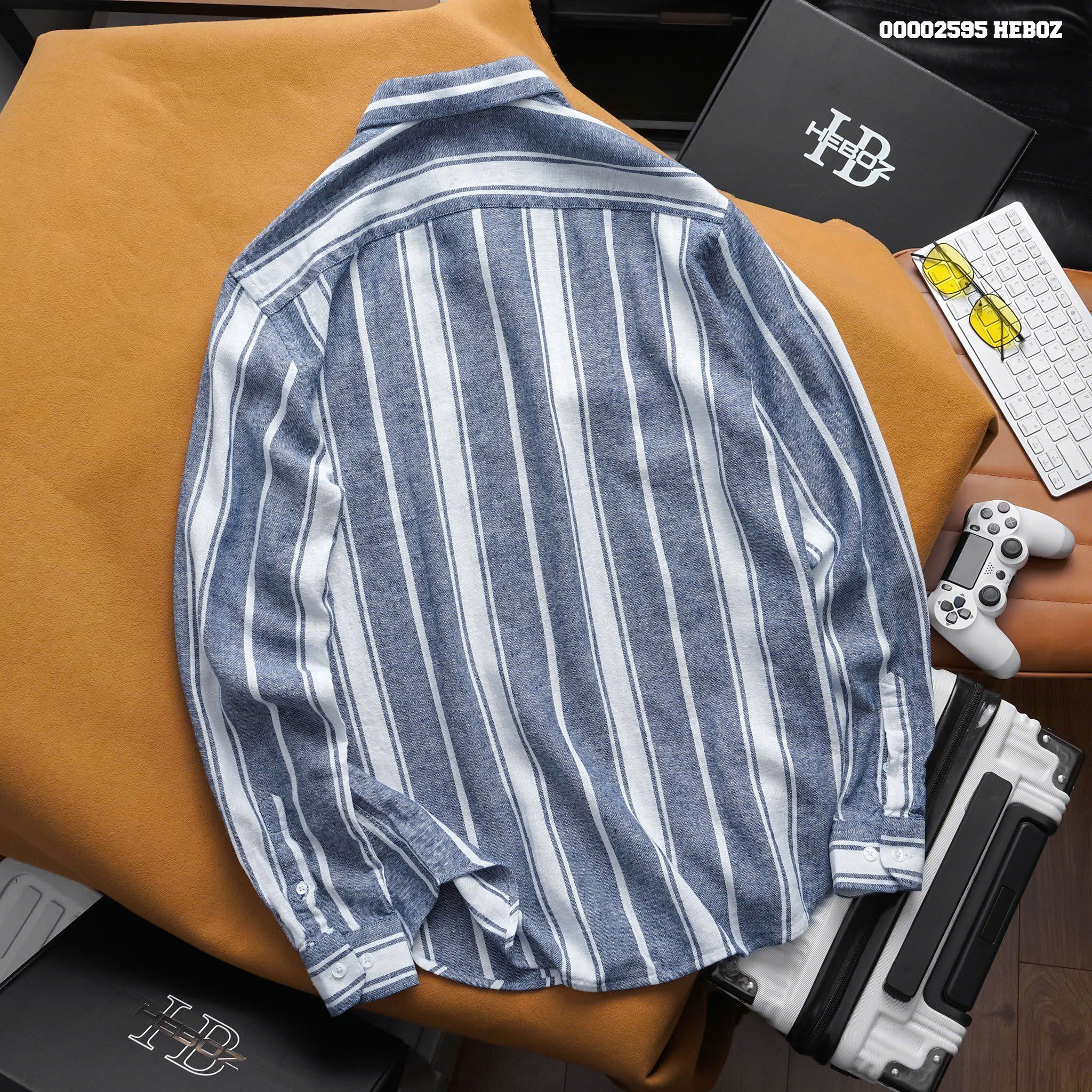 Áo sơ mi nam Heboz linen stripped 4M - 00002595