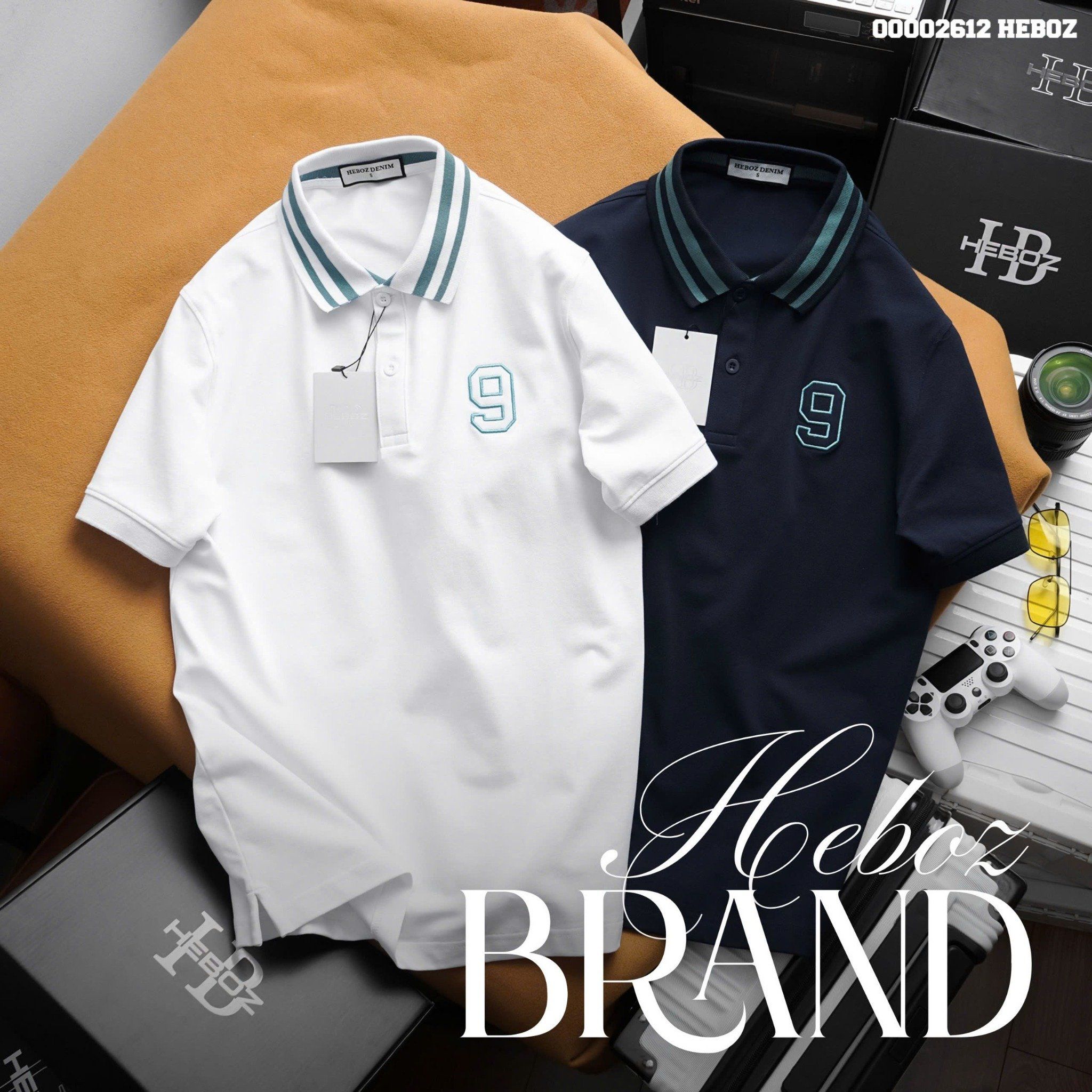 Áo polo nam Heboz green neckline 2M - 00002612