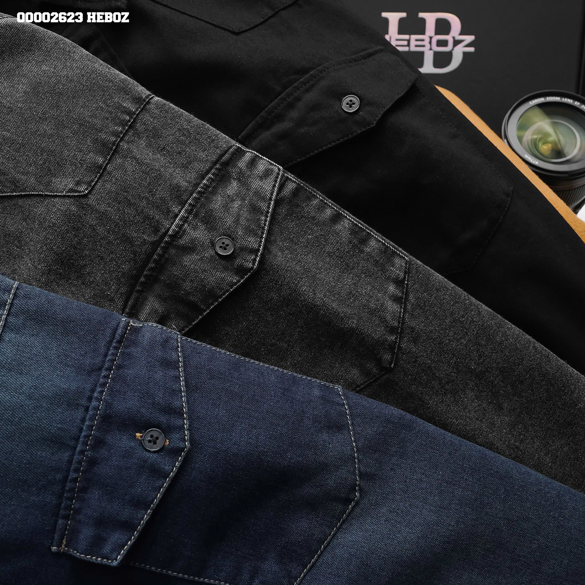 Áo sơ mi nam Heboz denim 2 túi 3M - 00002623