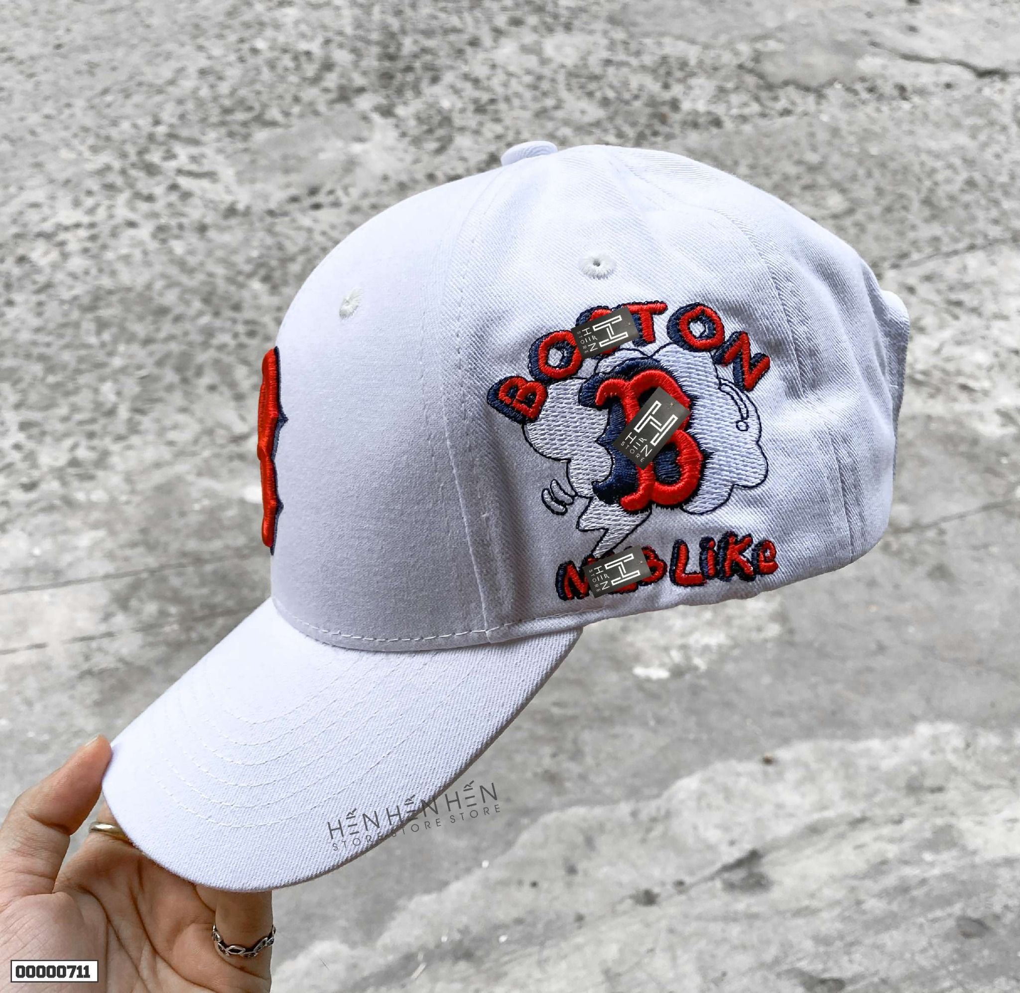 Nón kết trắng MLB chữ B đỏ - 00000711