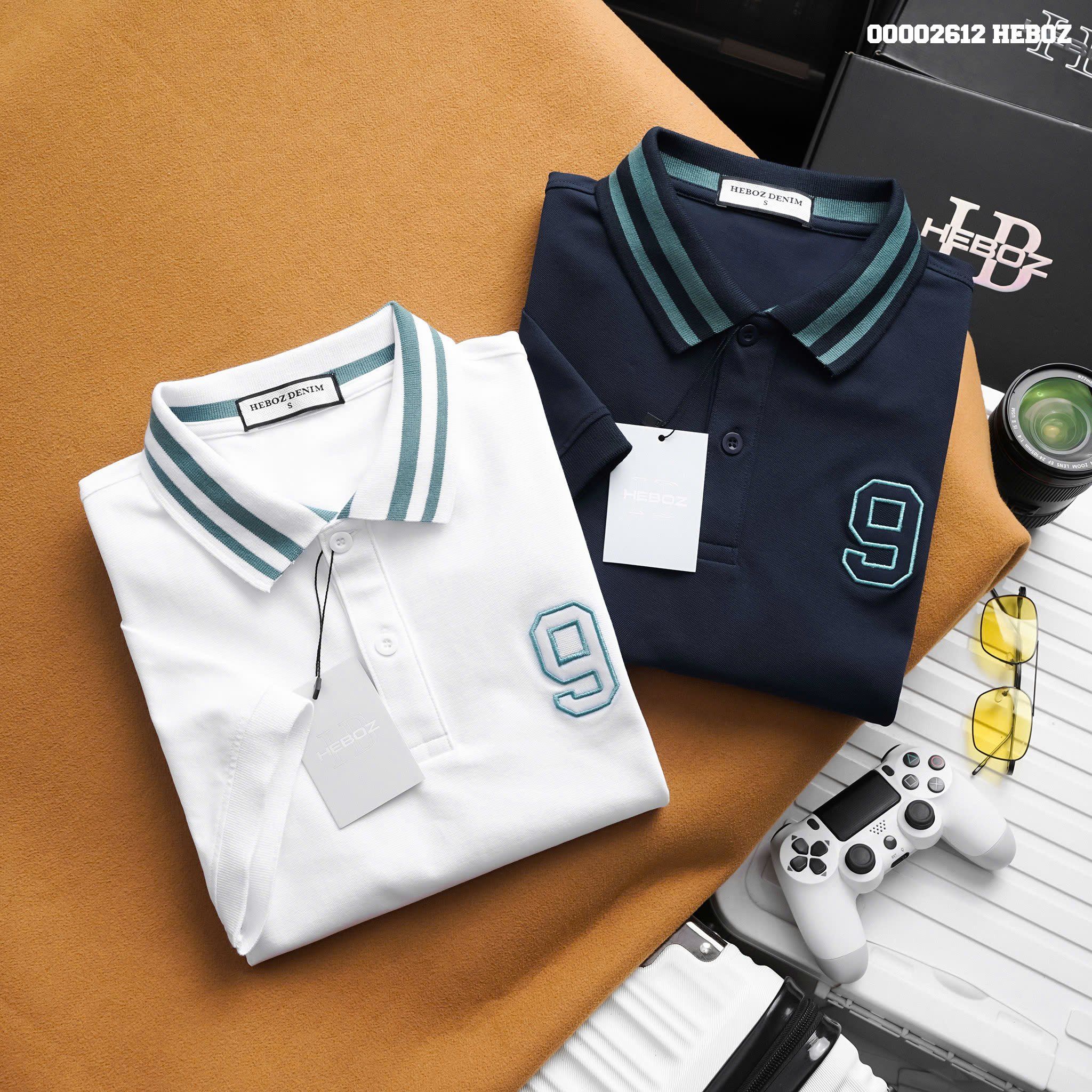 Áo polo nam Heboz green neckline 2M - 00002612