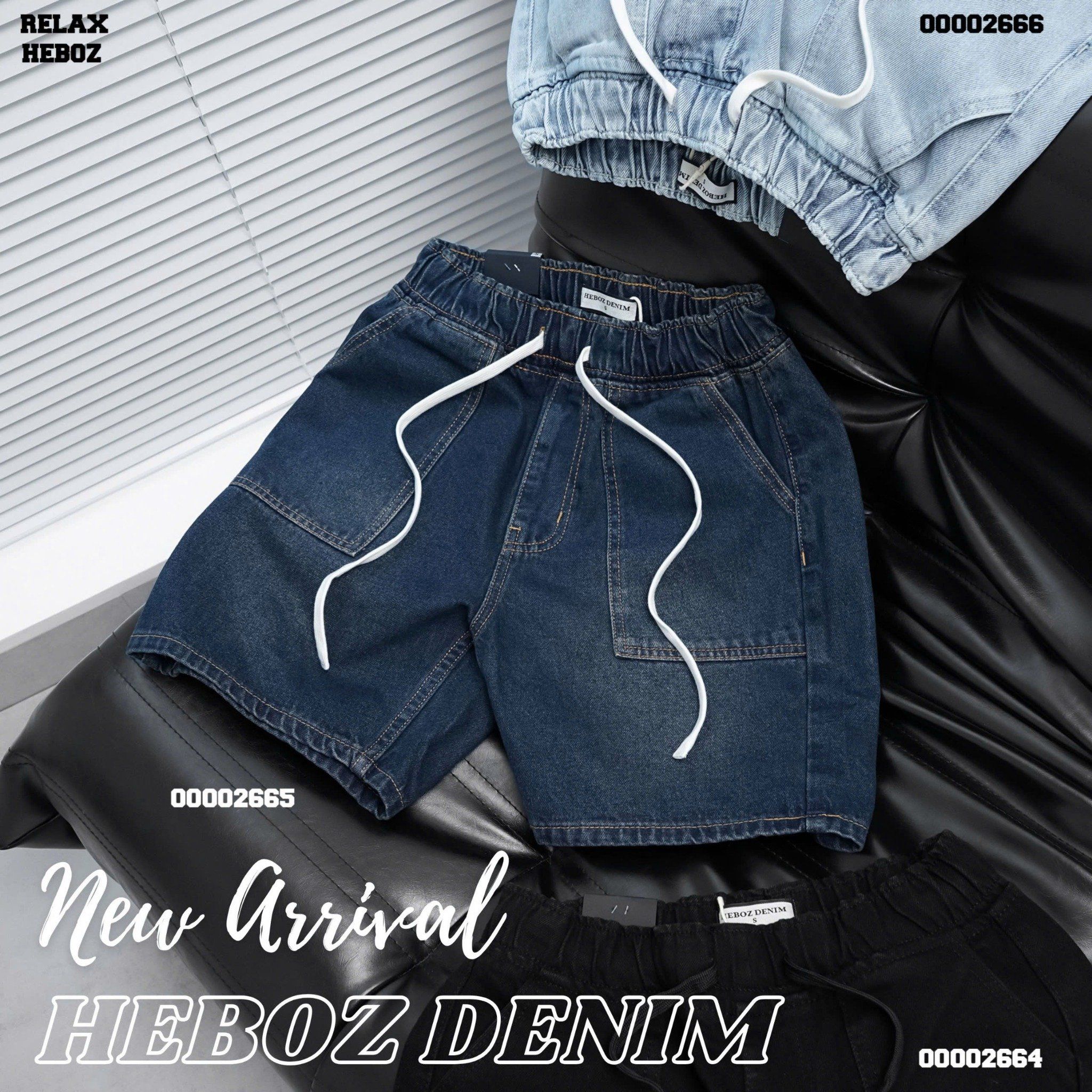 Quần short jean Nam Heboz lưng thun 017 - 00002665