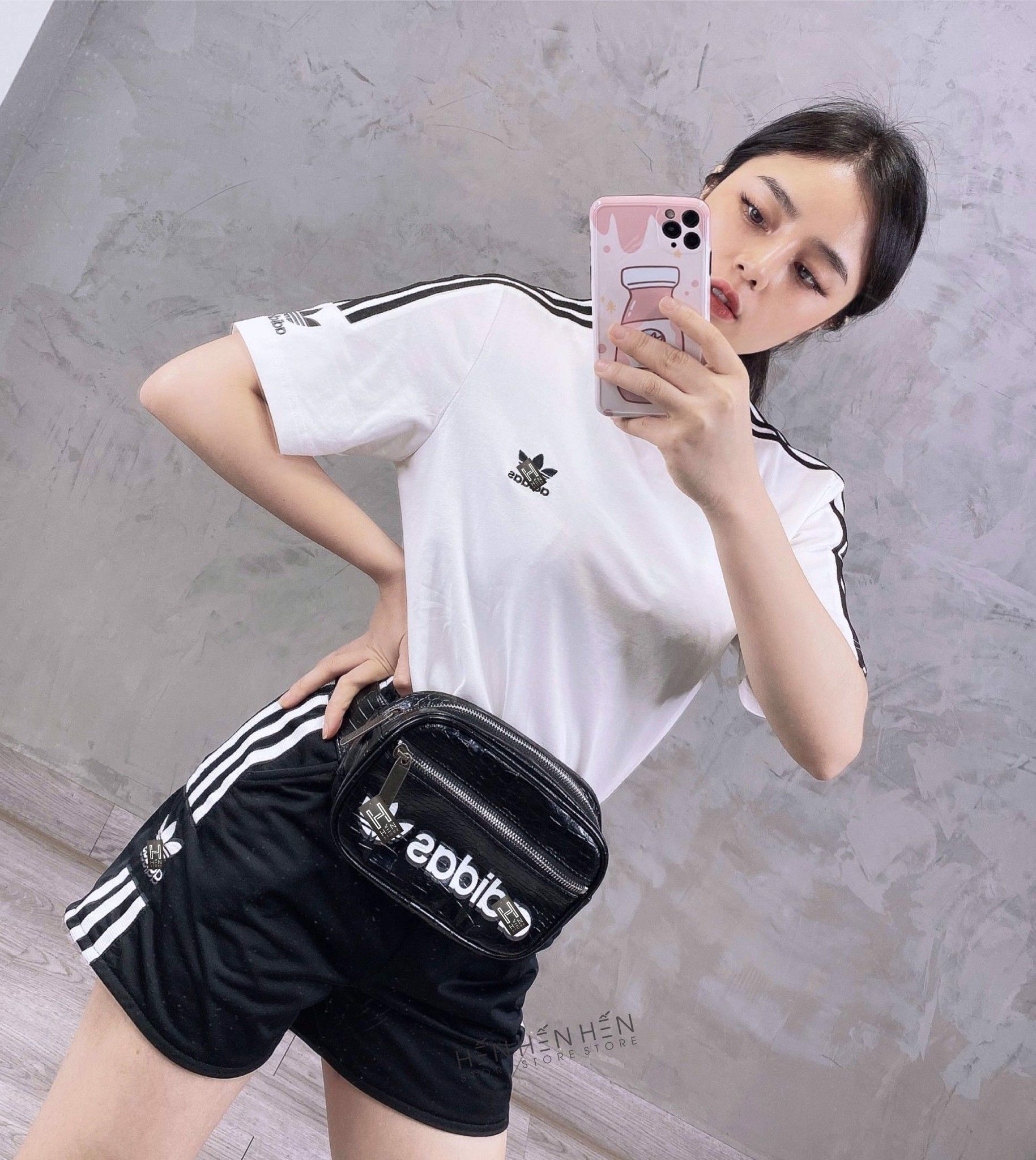 Túi bao tử Adid.ass vân đen