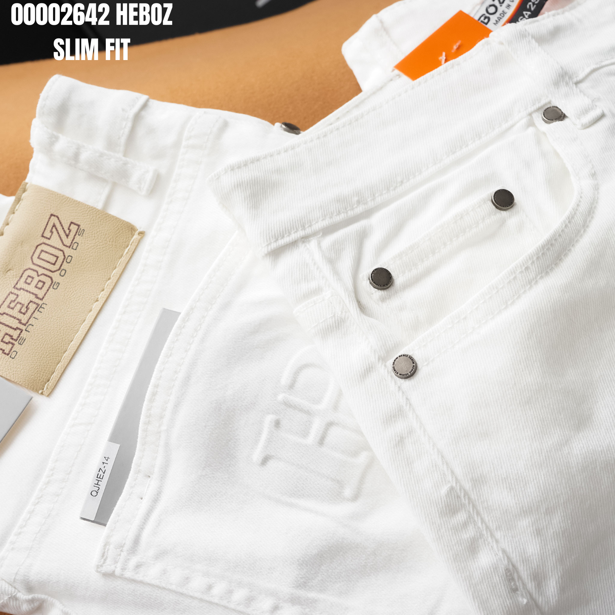 Quần jean nam Heboz dáng slim trắng D014 - 00002642