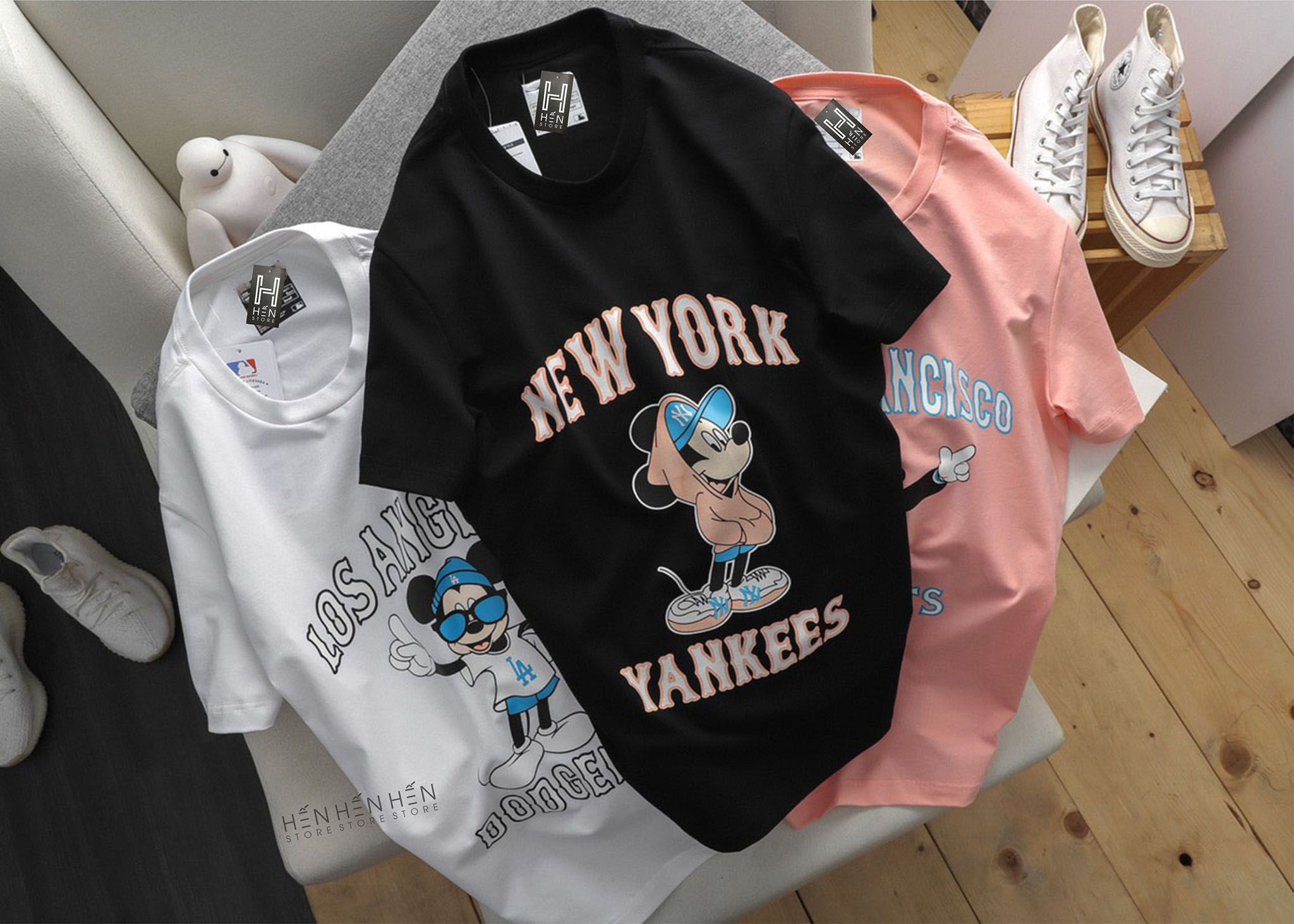 Áo thun M.L.B Mickey chữ 3M