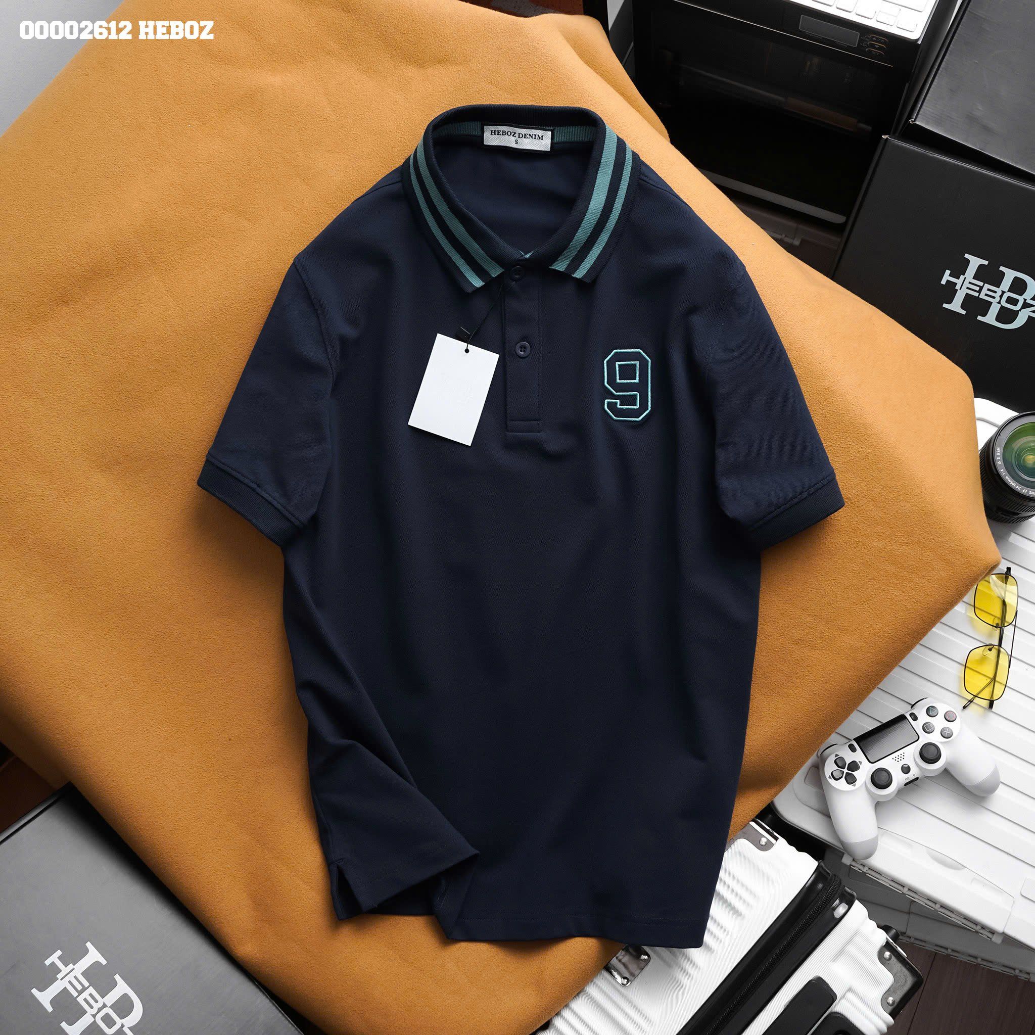 Áo polo nam Heboz green neckline 2M - 00002612