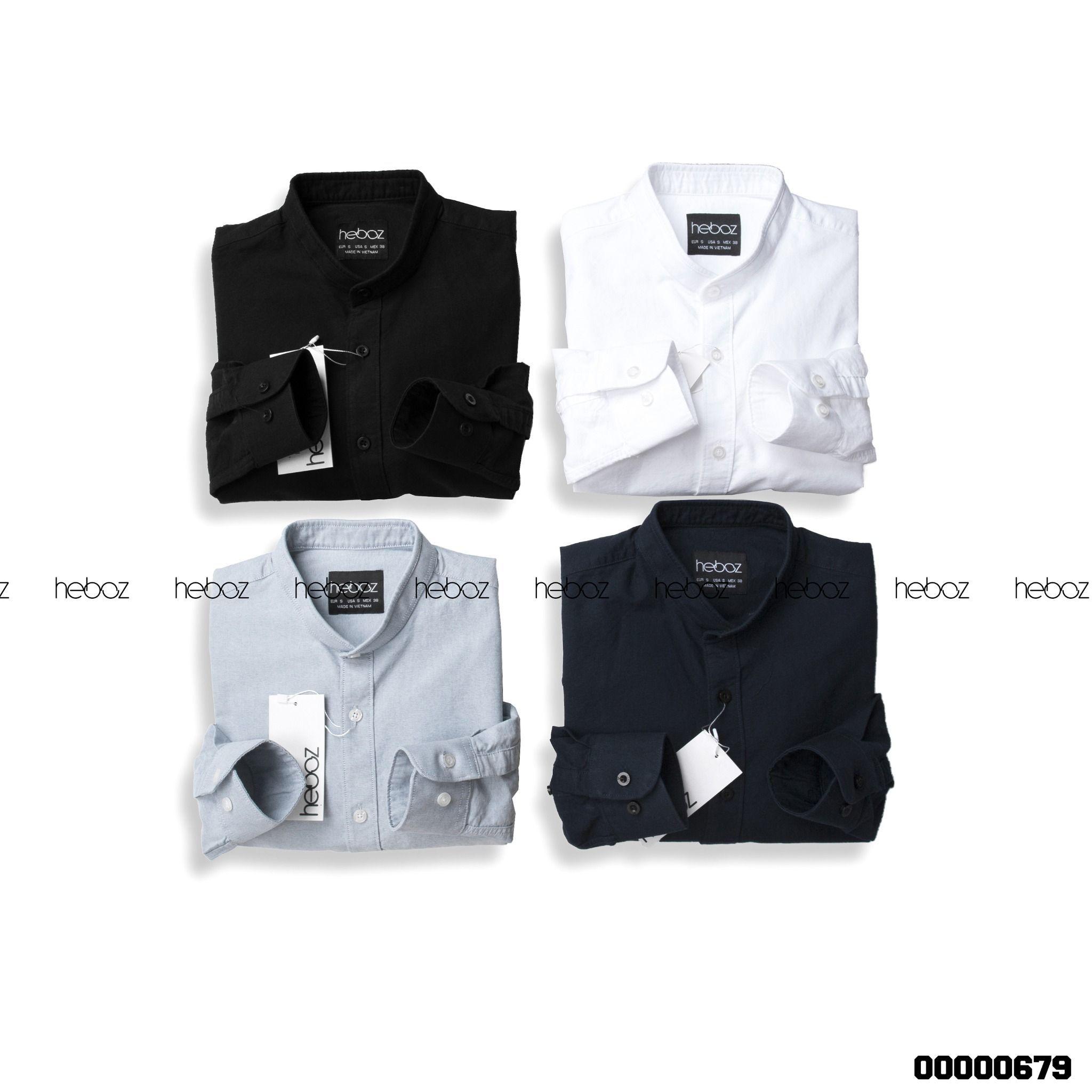 Sơ mi cổ trụ Heboz oxford 4M 00000679
