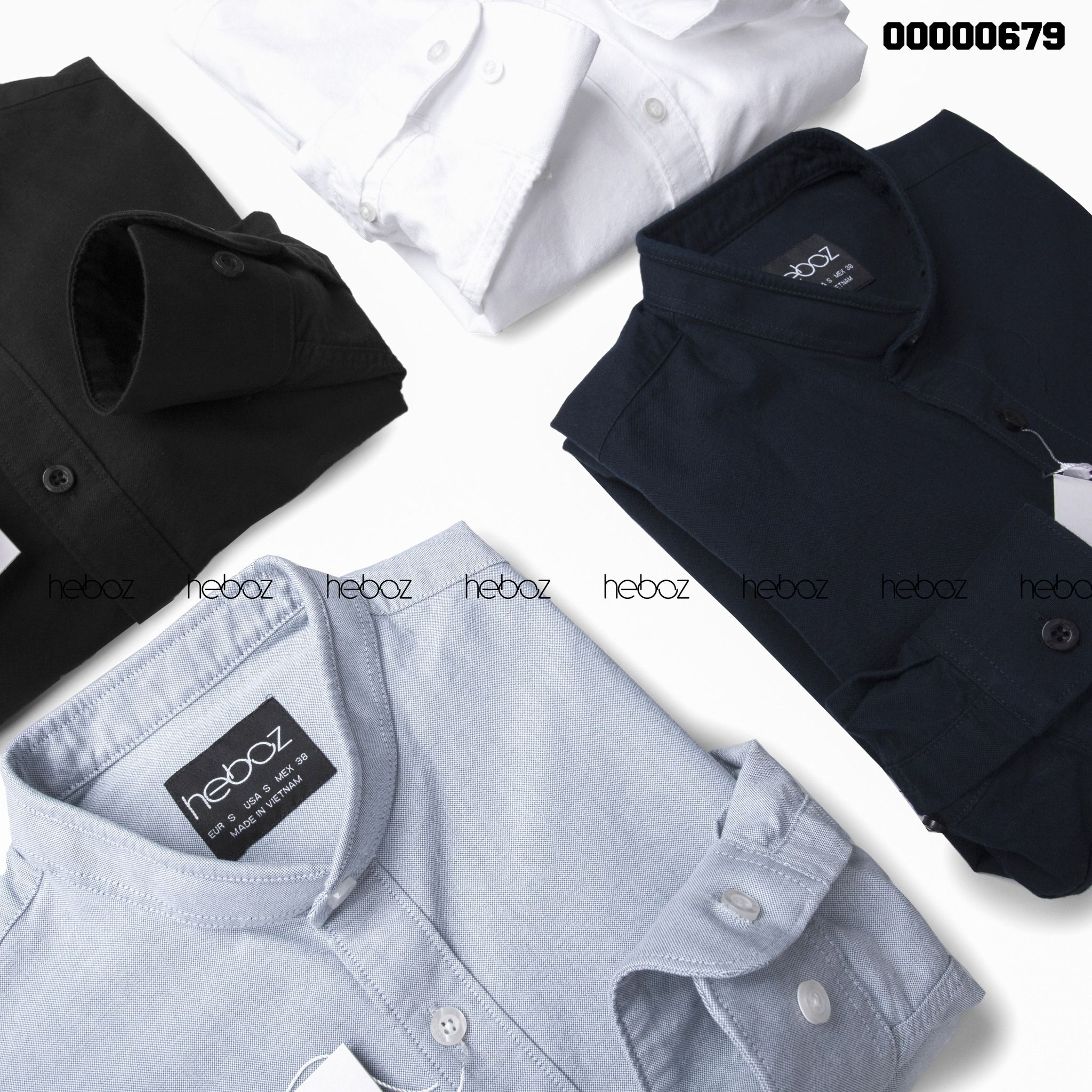 Sơ mi cổ trụ Heboz oxford 4M 00000679
