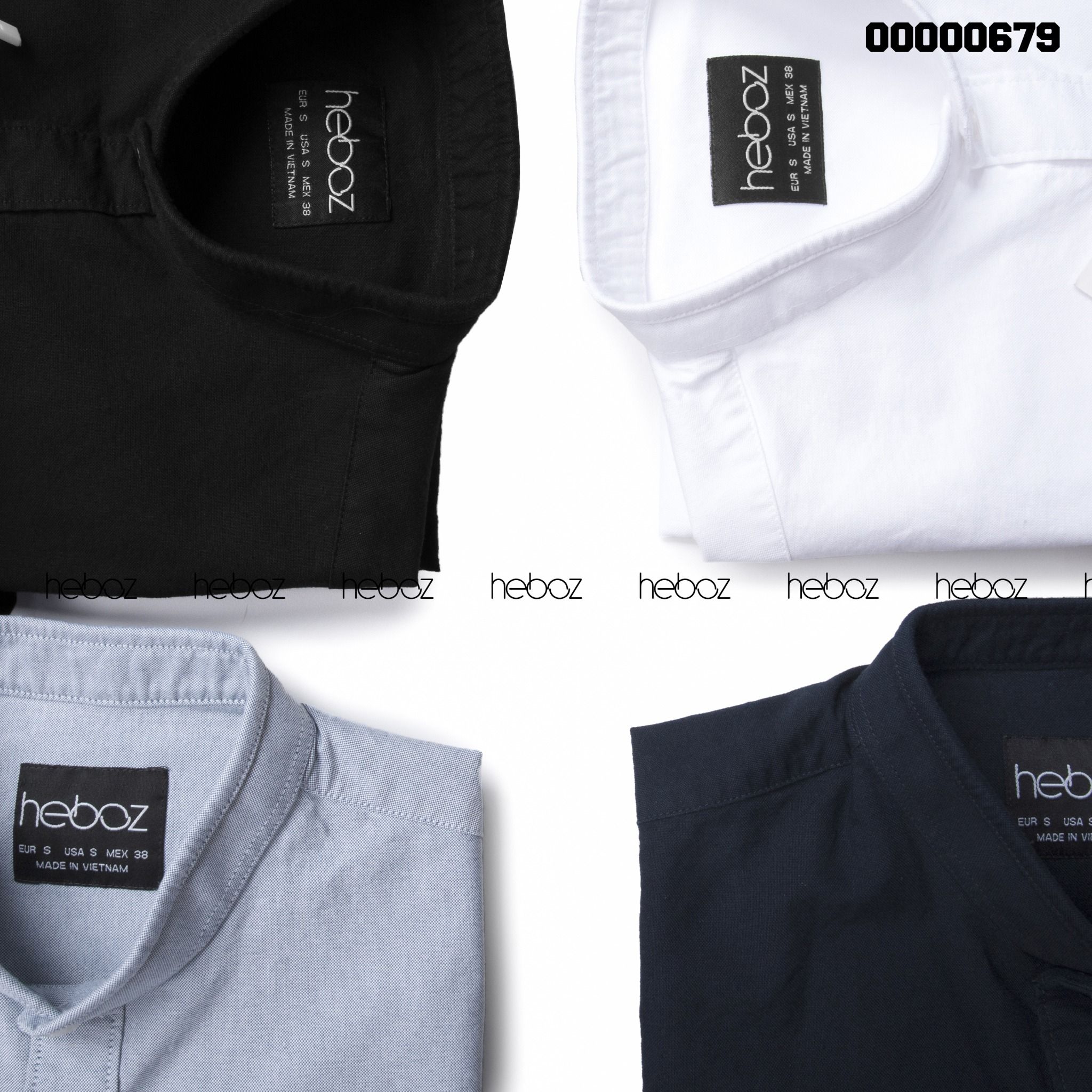 Sơ mi cổ trụ Heboz oxford 4M 00000679