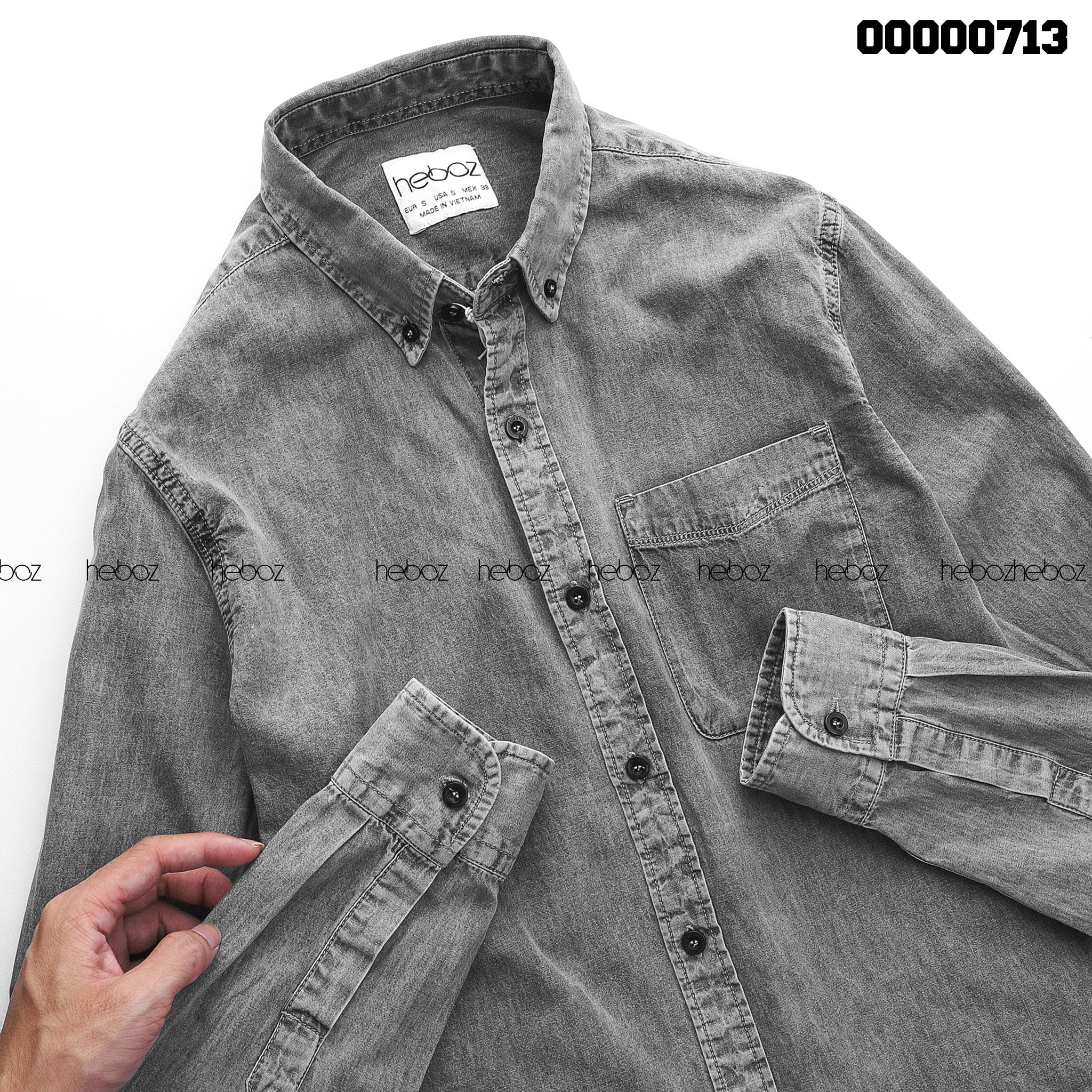 Áo SM denim Heboz 1 túi 2M - 00000713