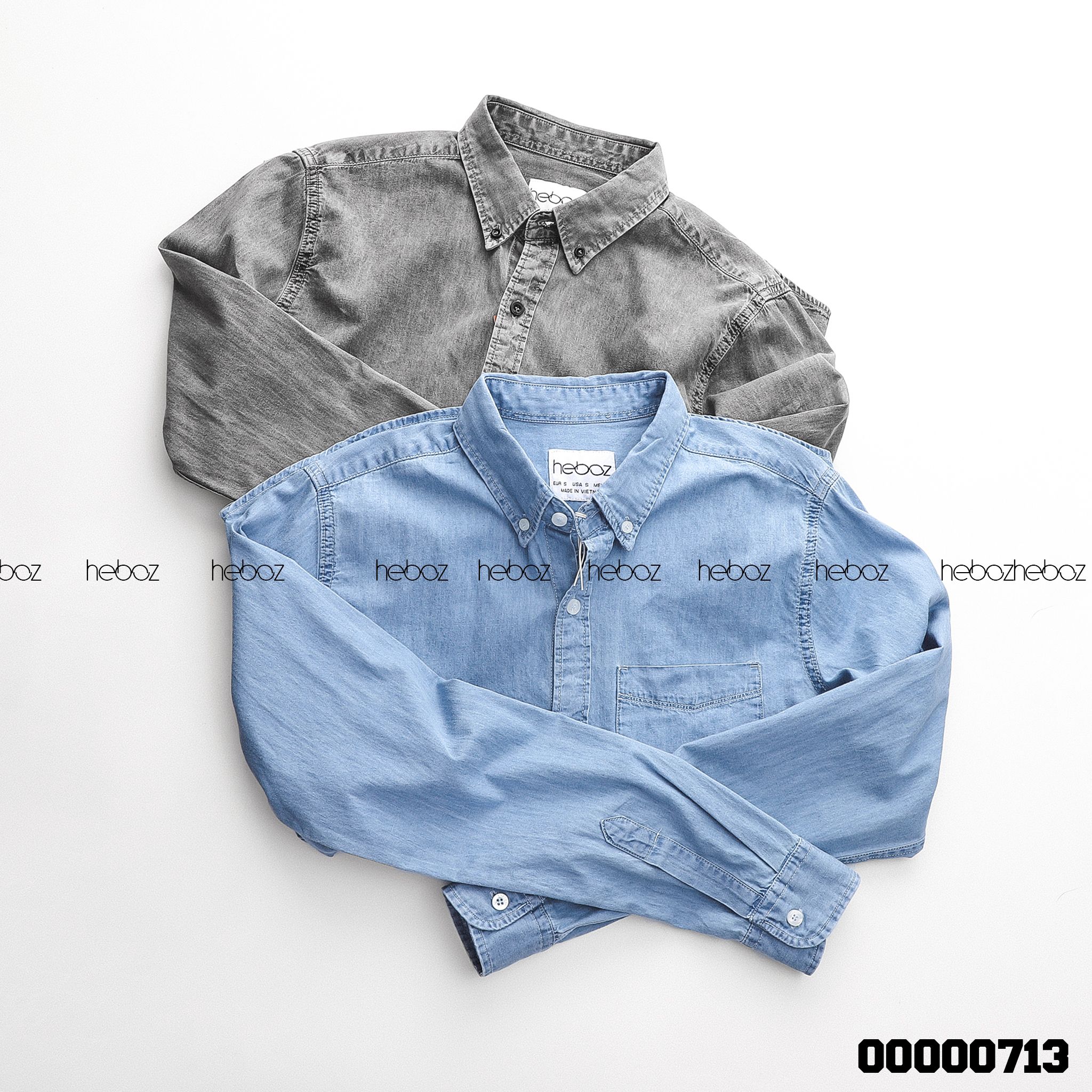 Áo SM denim Heboz 1 túi 2M - 00000713
