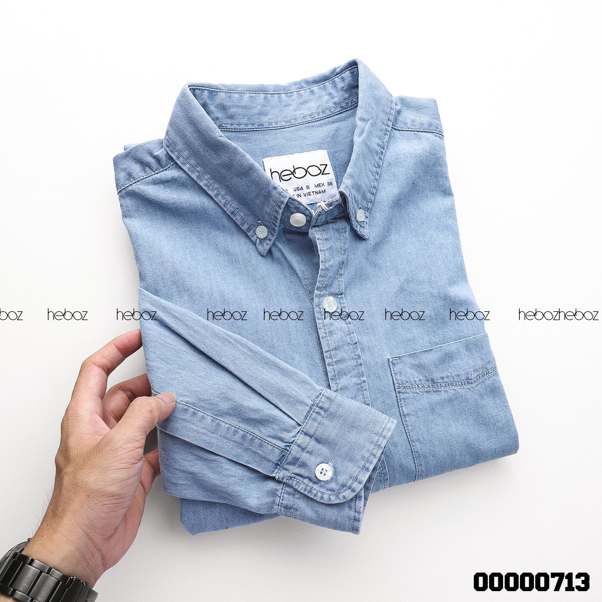 Áo SM denim Heboz 1 túi 2M - 00000713
