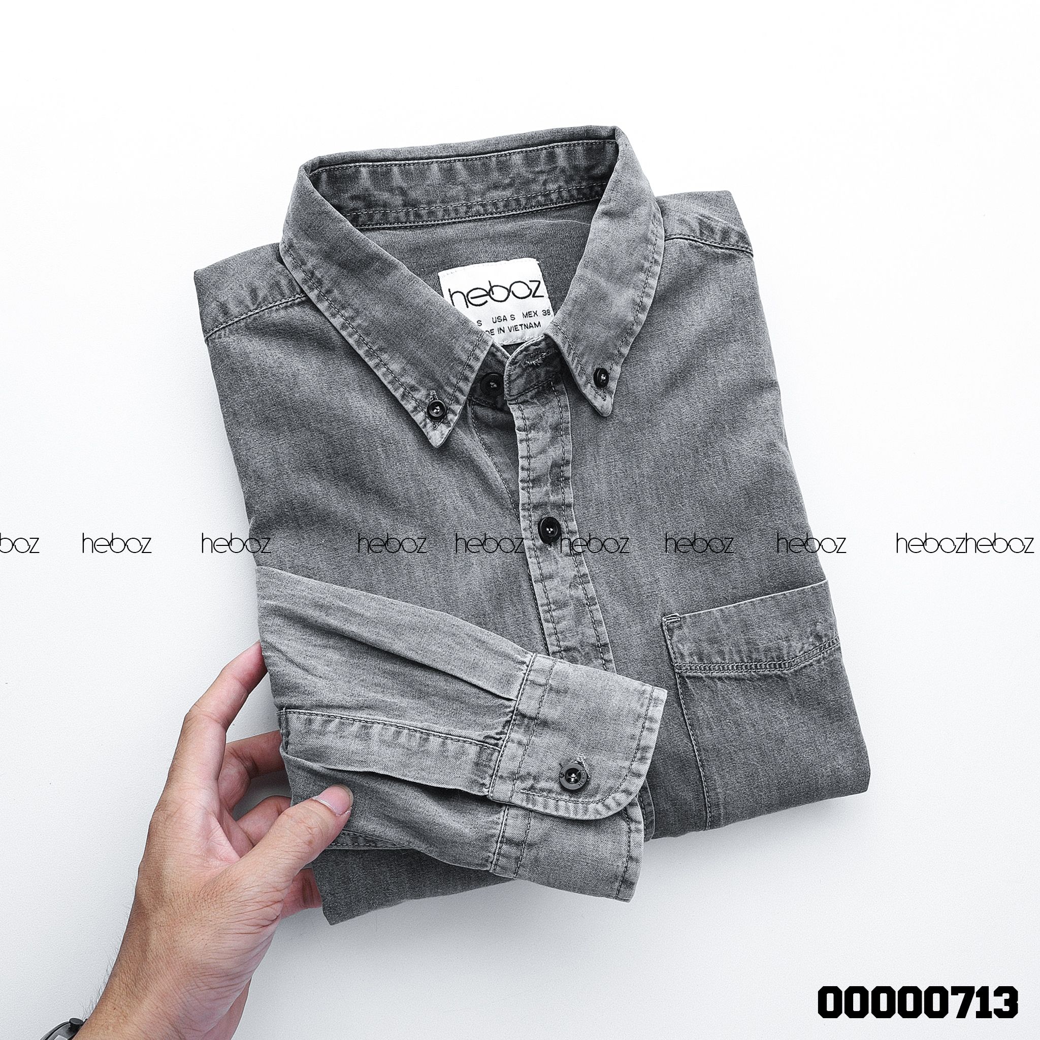 Áo SM denim Heboz 1 túi 2M - 00000713