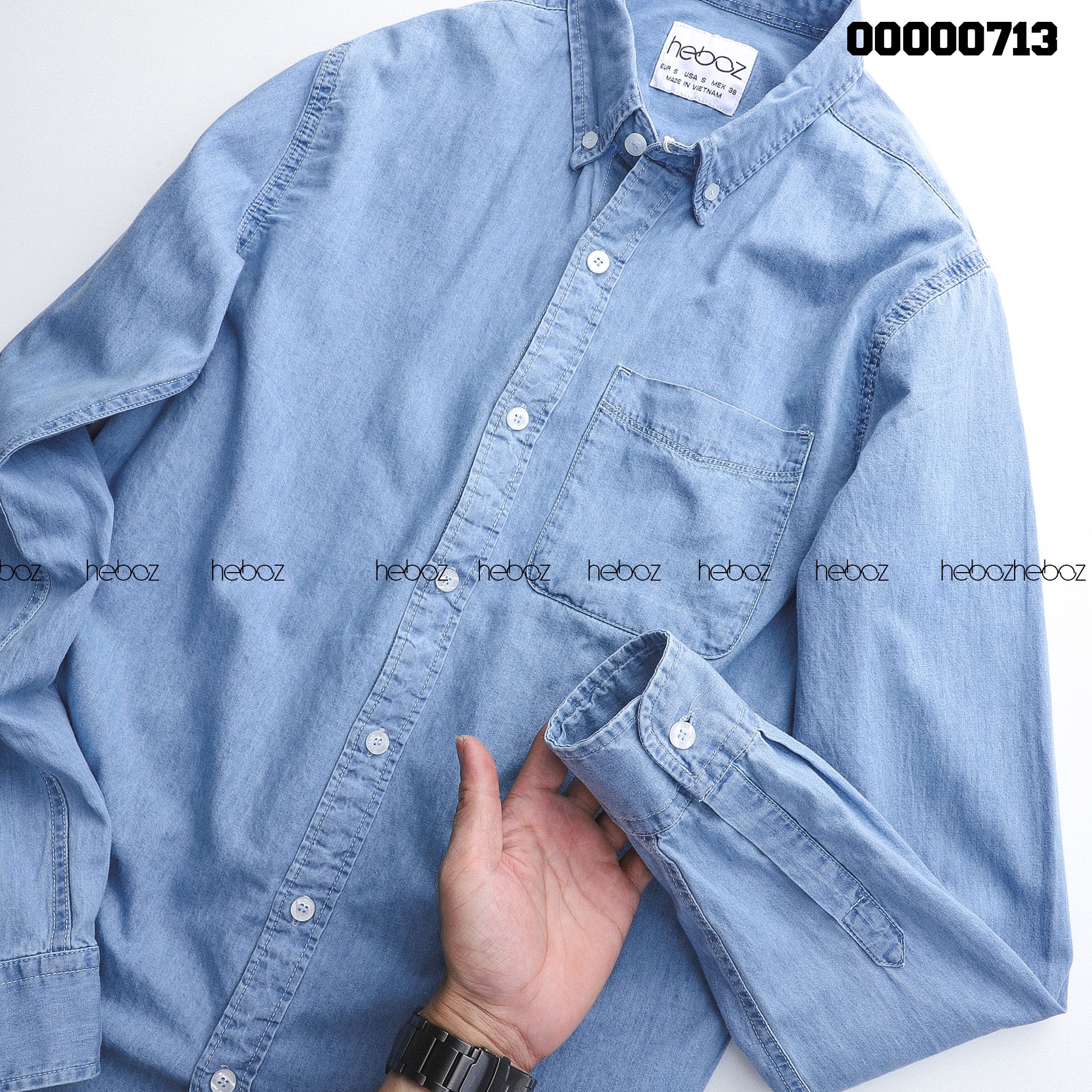 Áo SM denim Heboz 1 túi 2M - 00000713