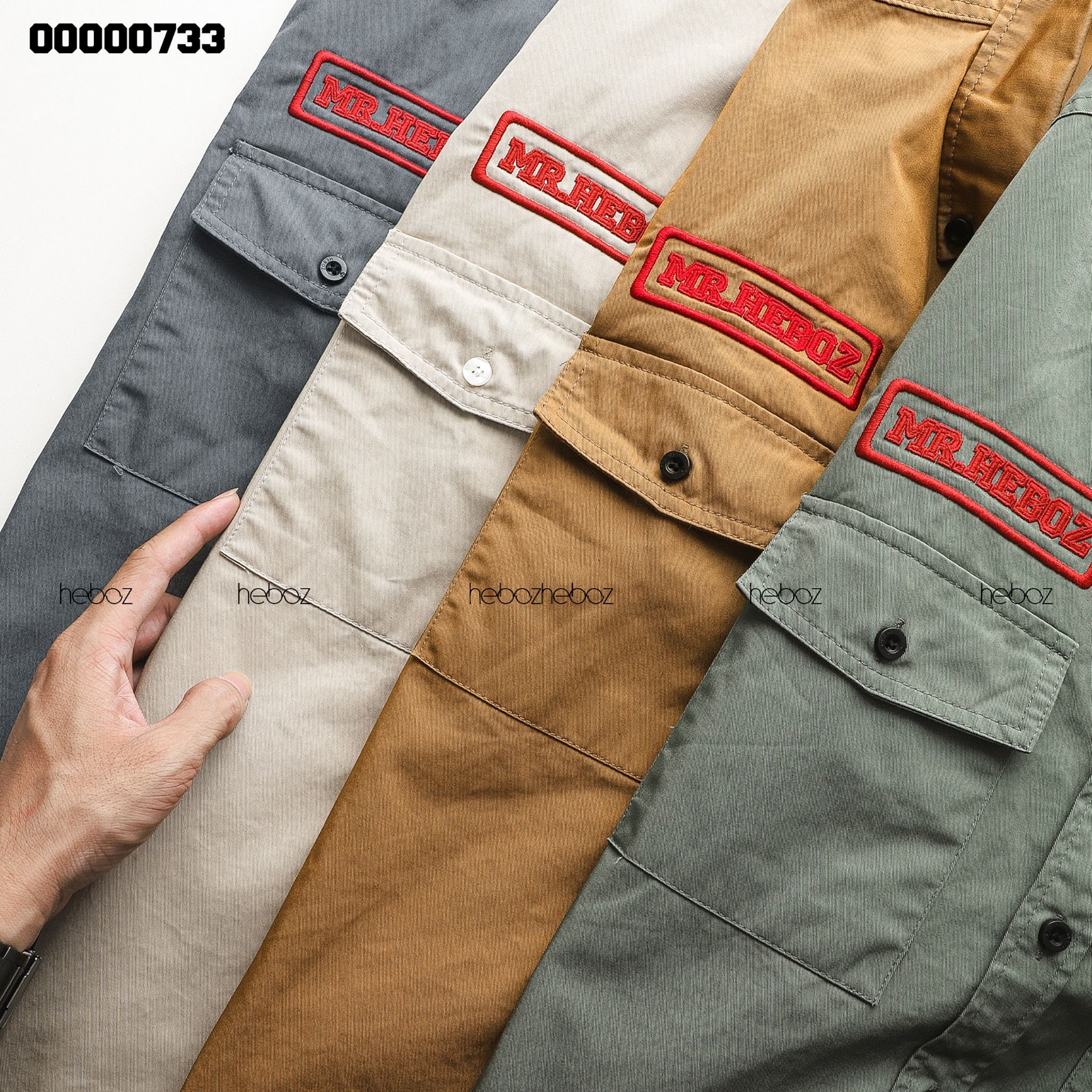 Sơ mi kaki NT Heboz sticker 4M - 00000733