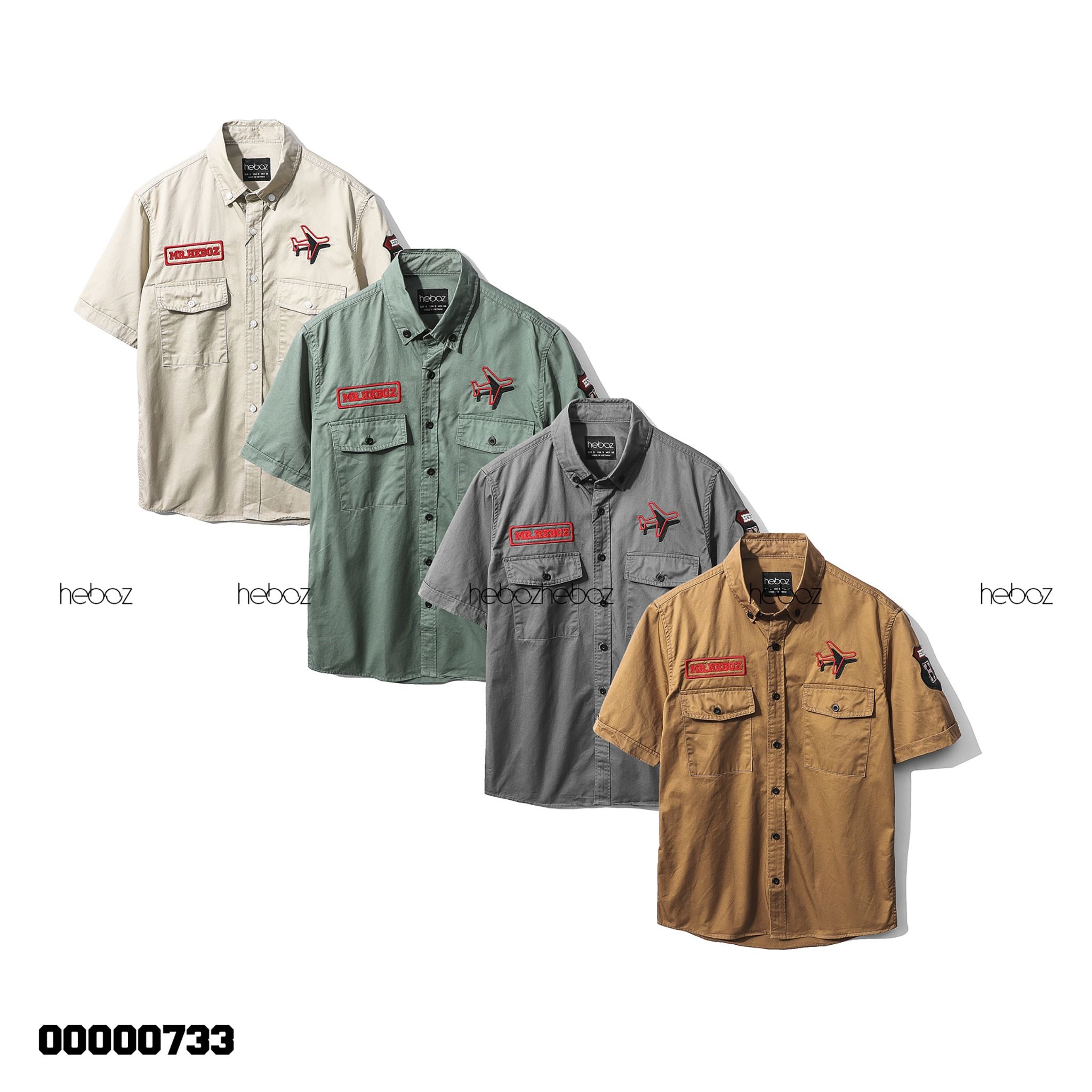 Sơ mi kaki NT Heboz sticker 4M - 00000733