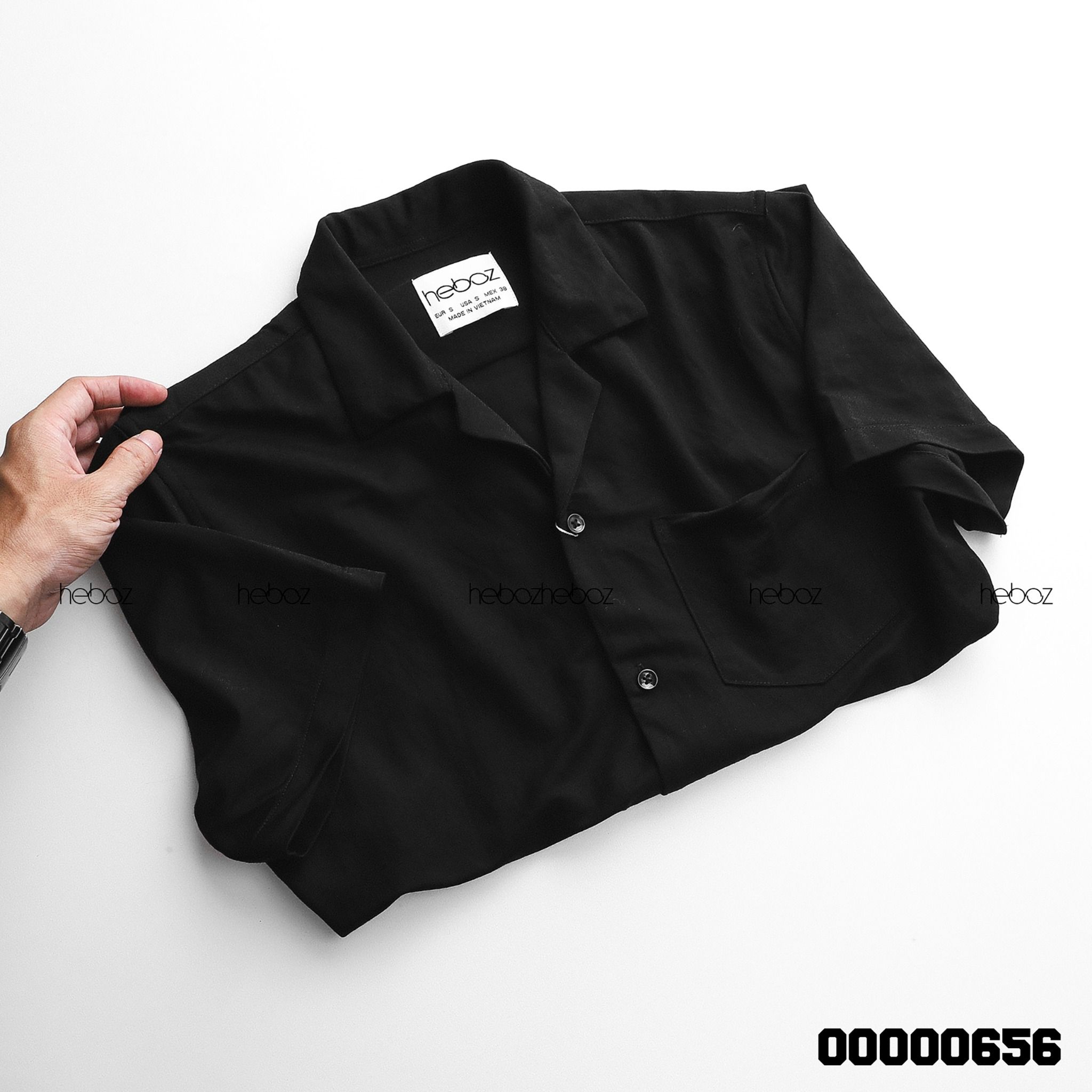 Sơ mi ngắn tay pijama trơn Heboz 4M - 00000656