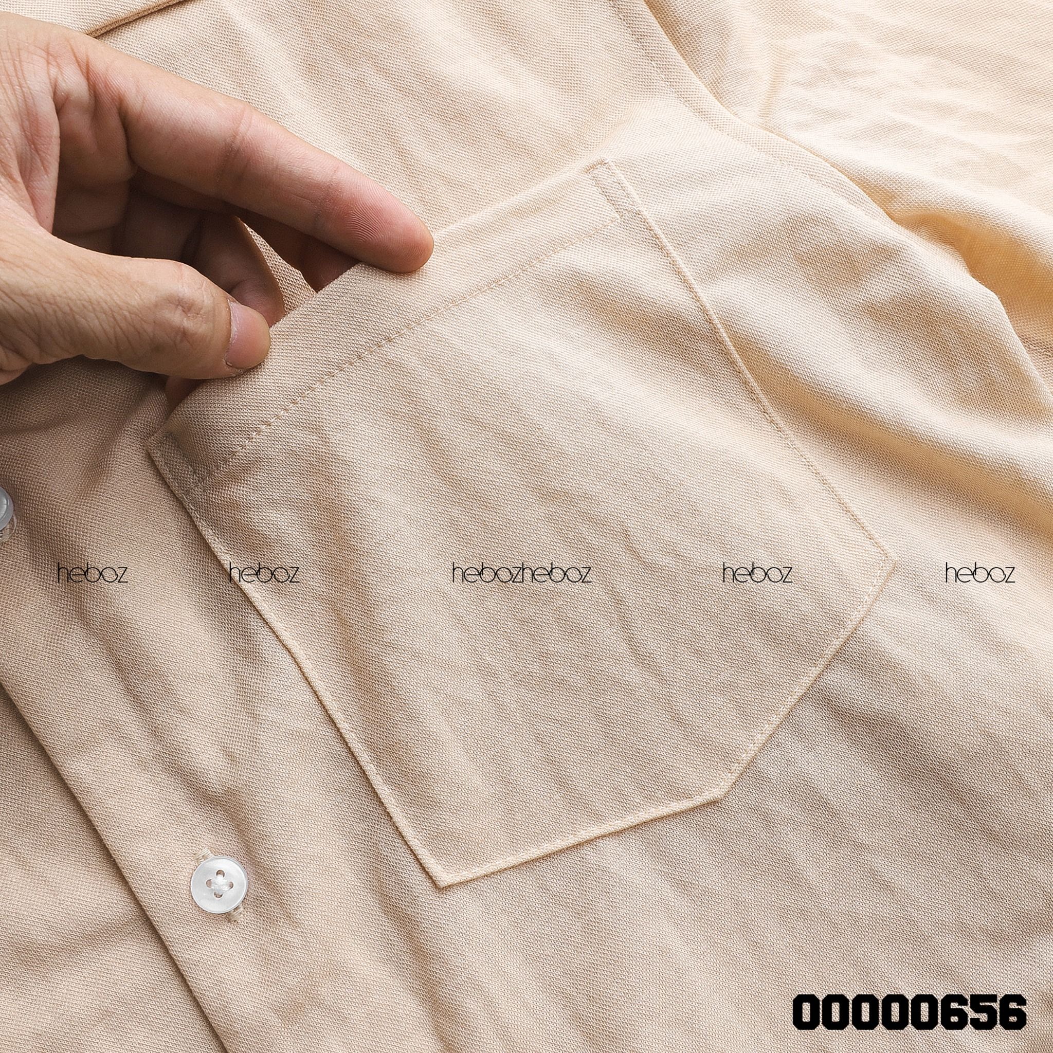 Sơ mi ngắn tay pijama trơn Heboz 4M - 00000656