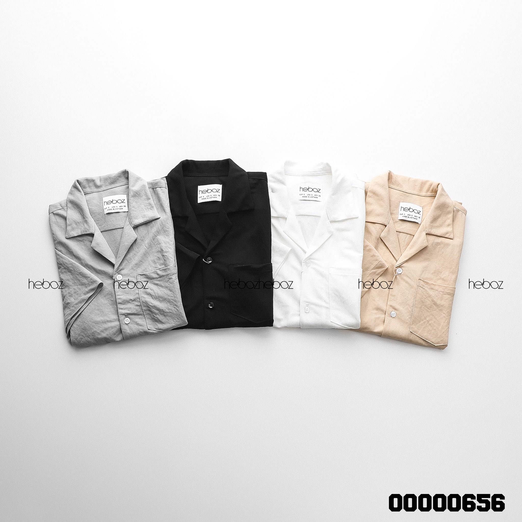 Sơ mi ngắn tay pijama trơn Heboz 4M - 00000656