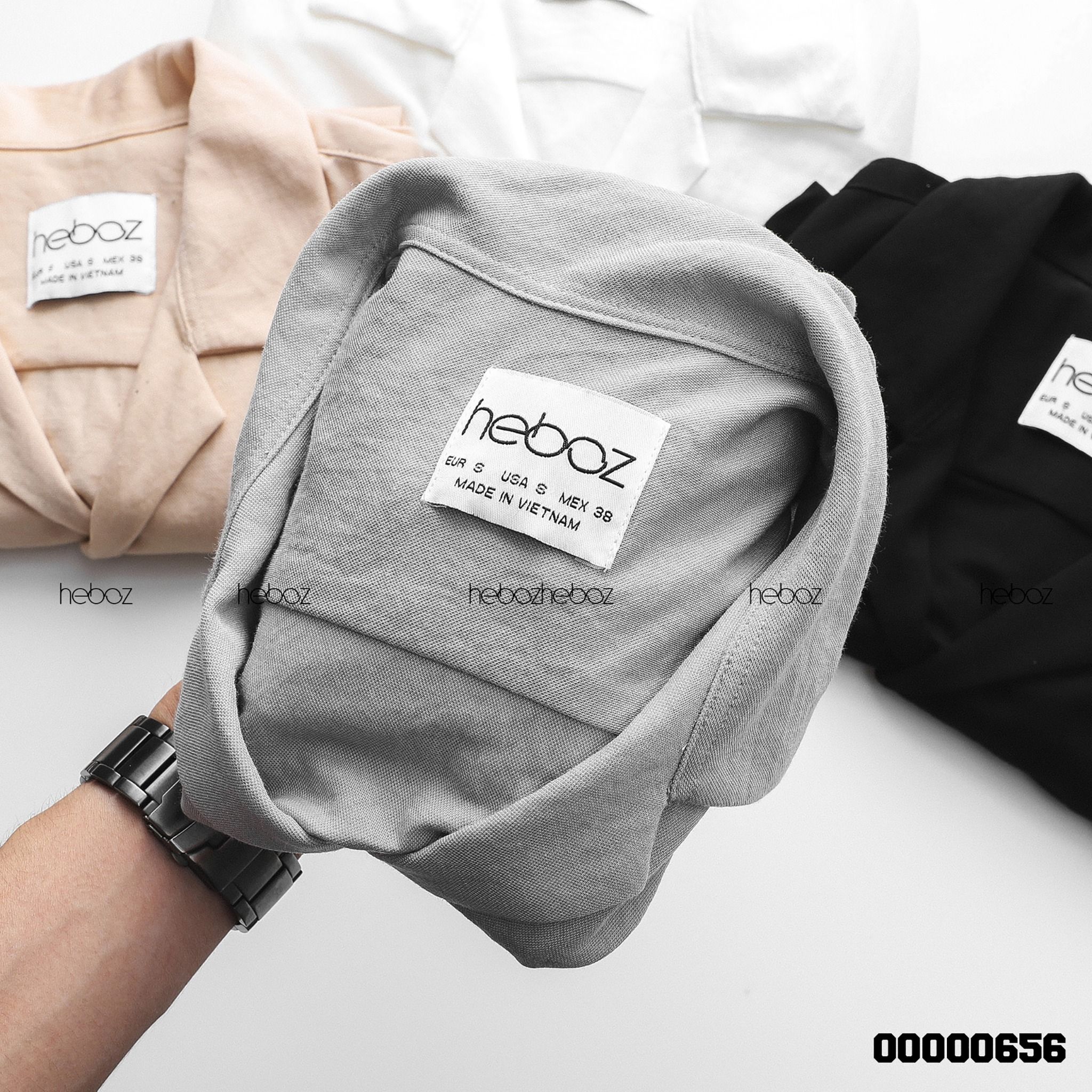 Sơ mi ngắn tay pijama trơn Heboz 4M - 00000656