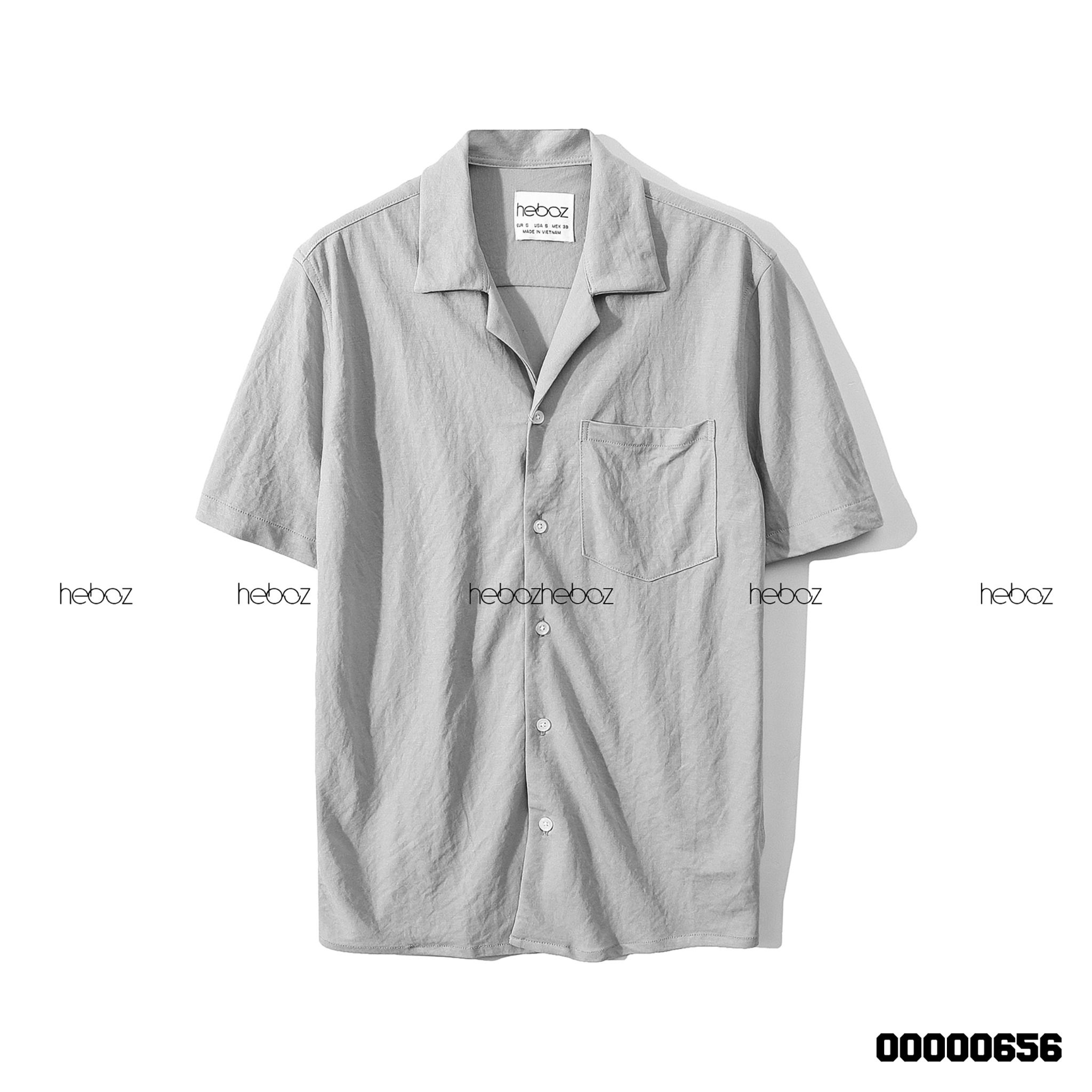 Sơ mi ngắn tay pijama trơn Heboz 4M - 00000656