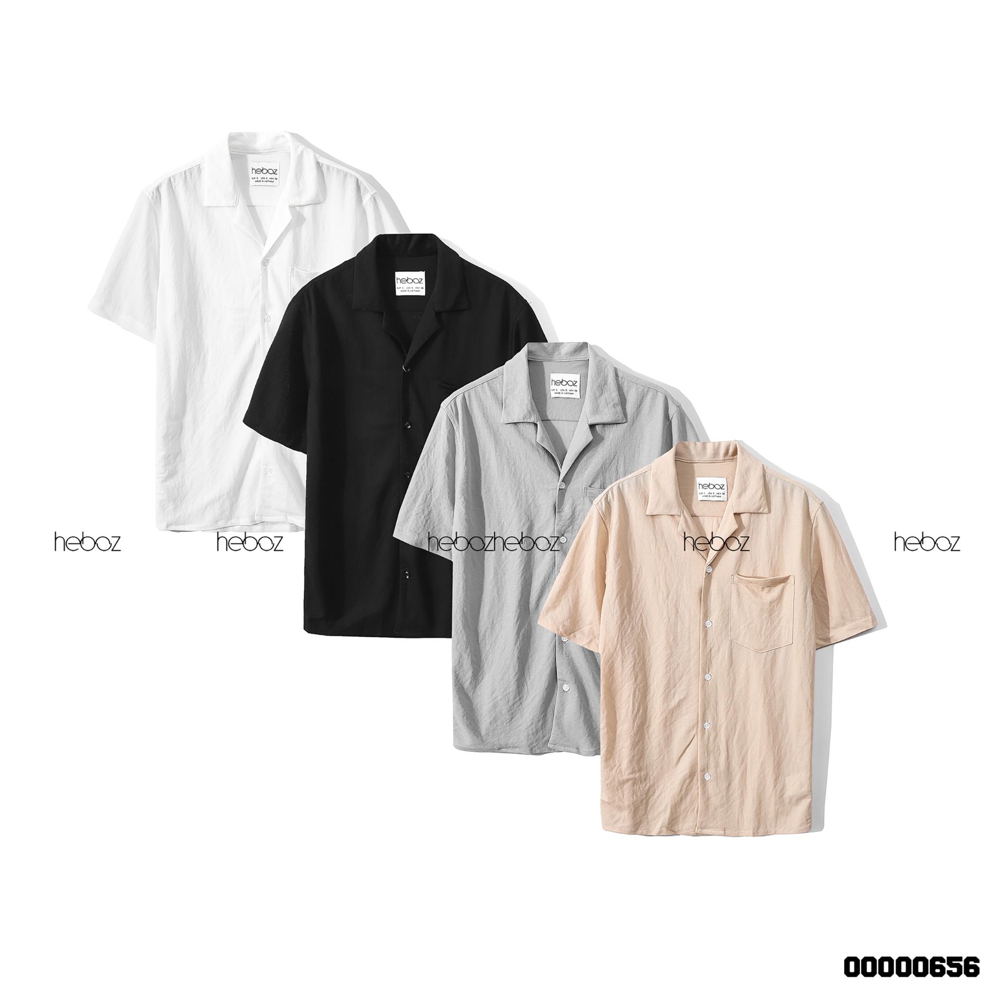 Sơ mi ngắn tay pijama trơn Heboz 4M - 00000656