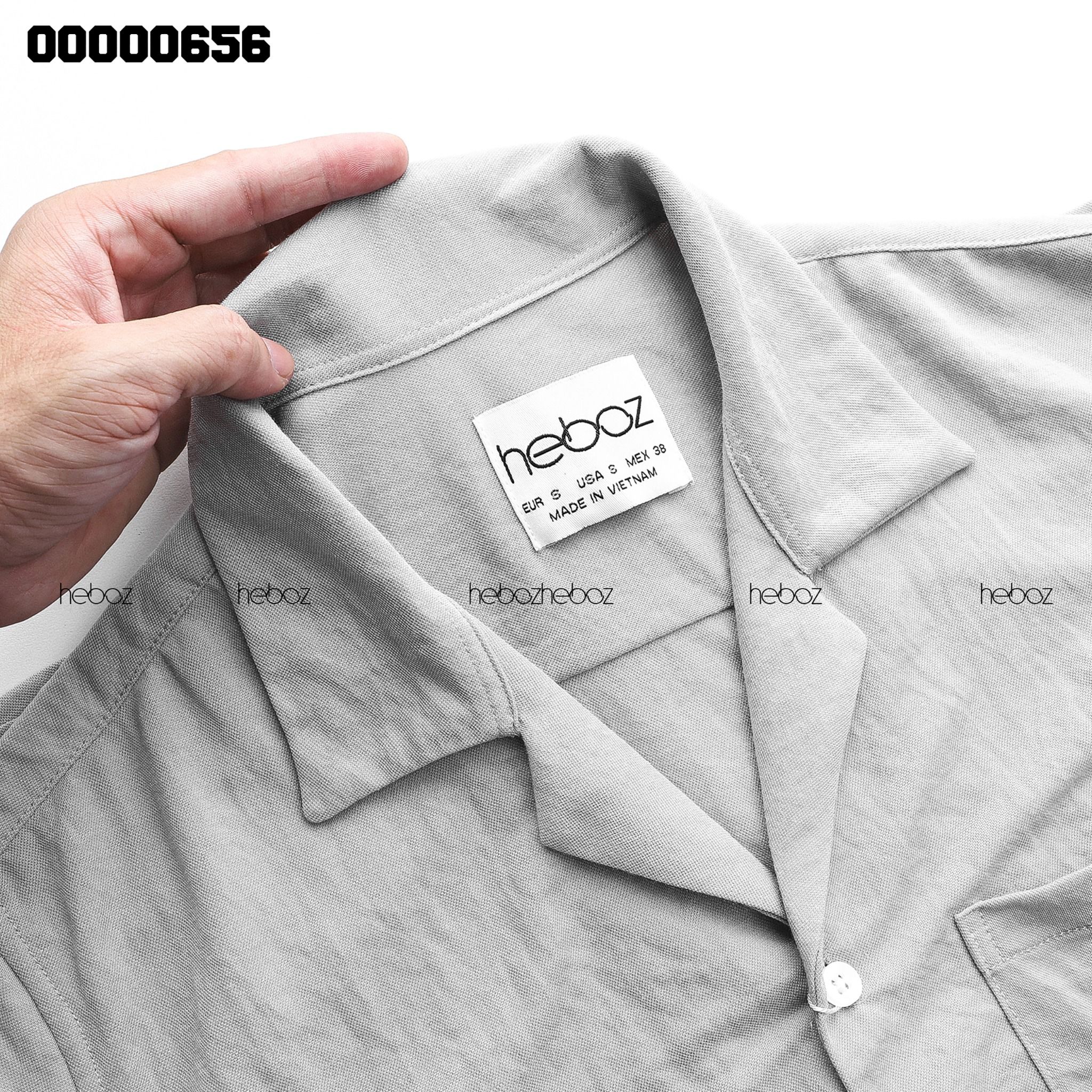 Sơ mi ngắn tay pijama trơn Heboz 4M - 00000656