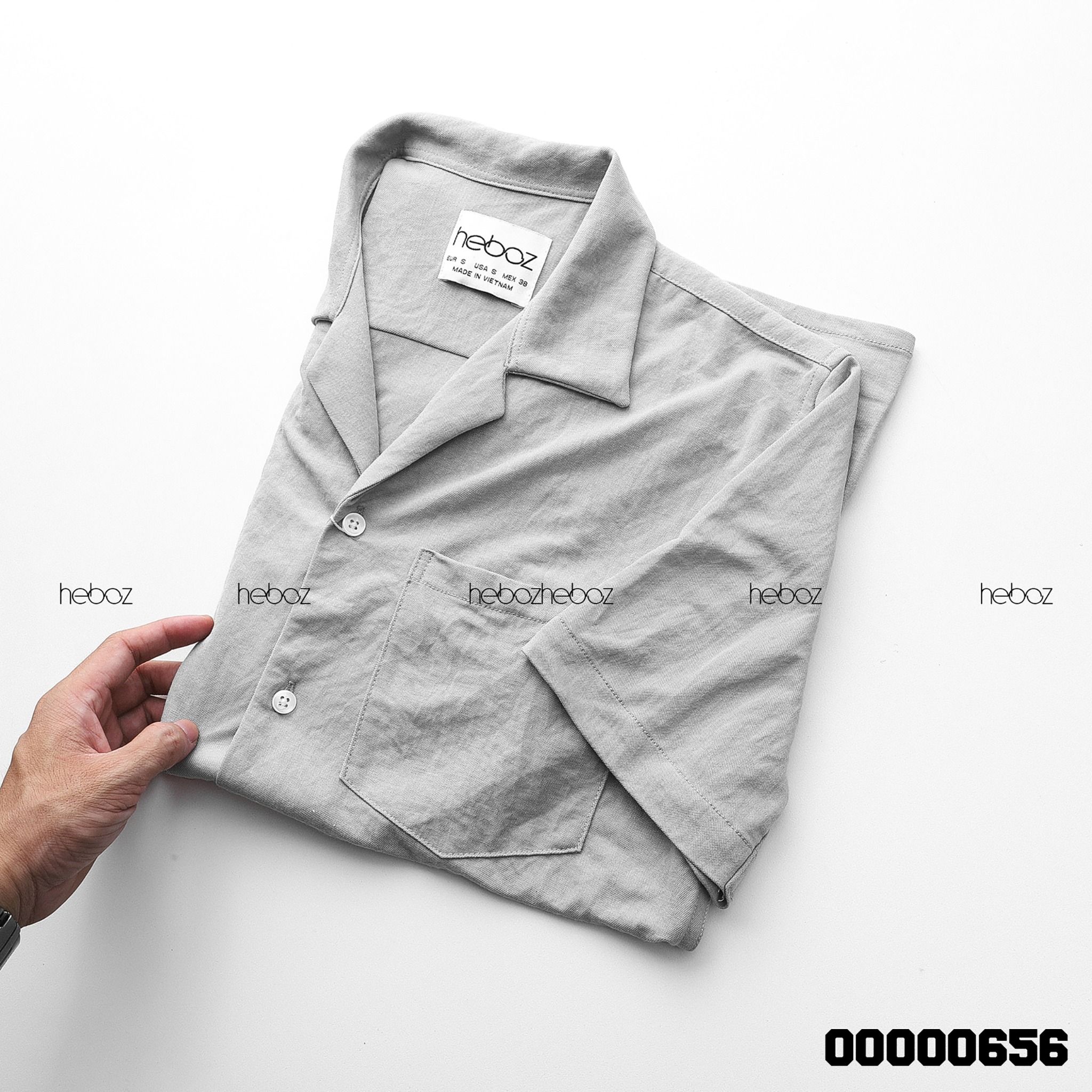 Sơ mi ngắn tay pijama trơn Heboz 4M - 00000656