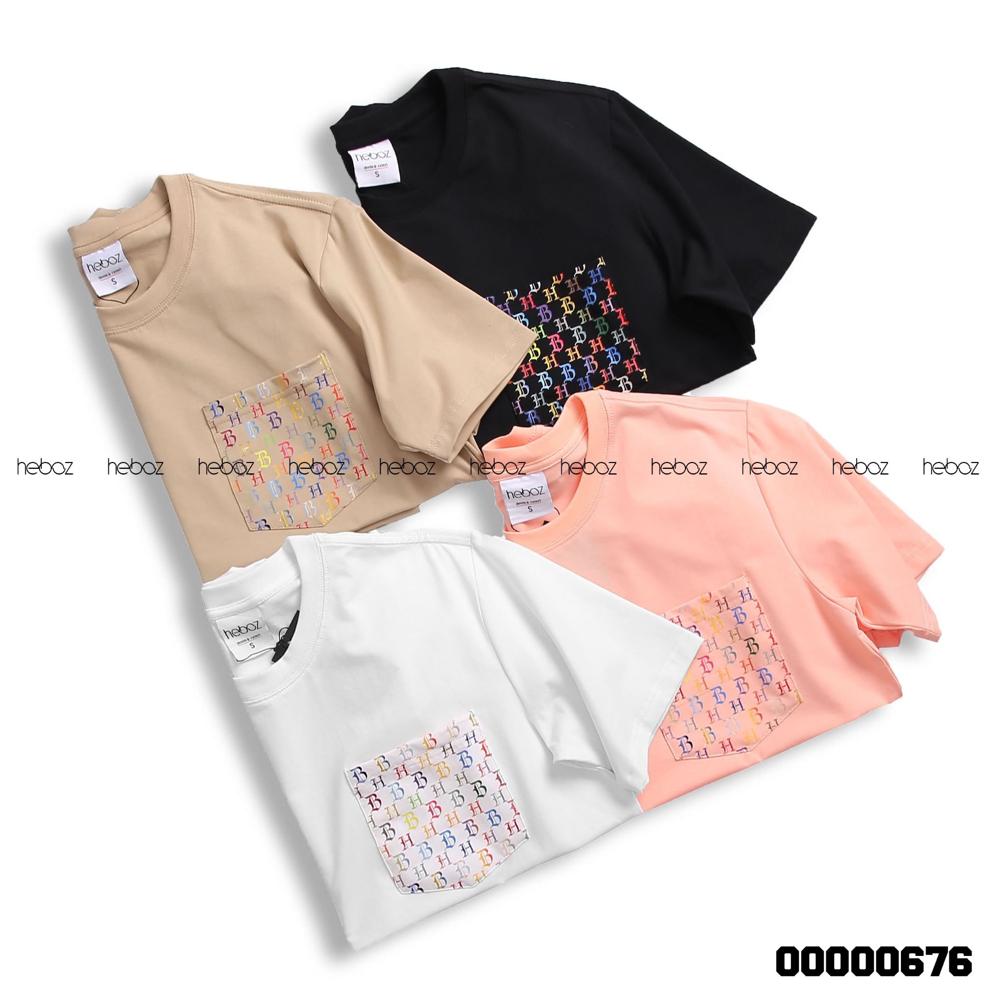 Áo thun Heboz túi in chữ 4M - 00000676