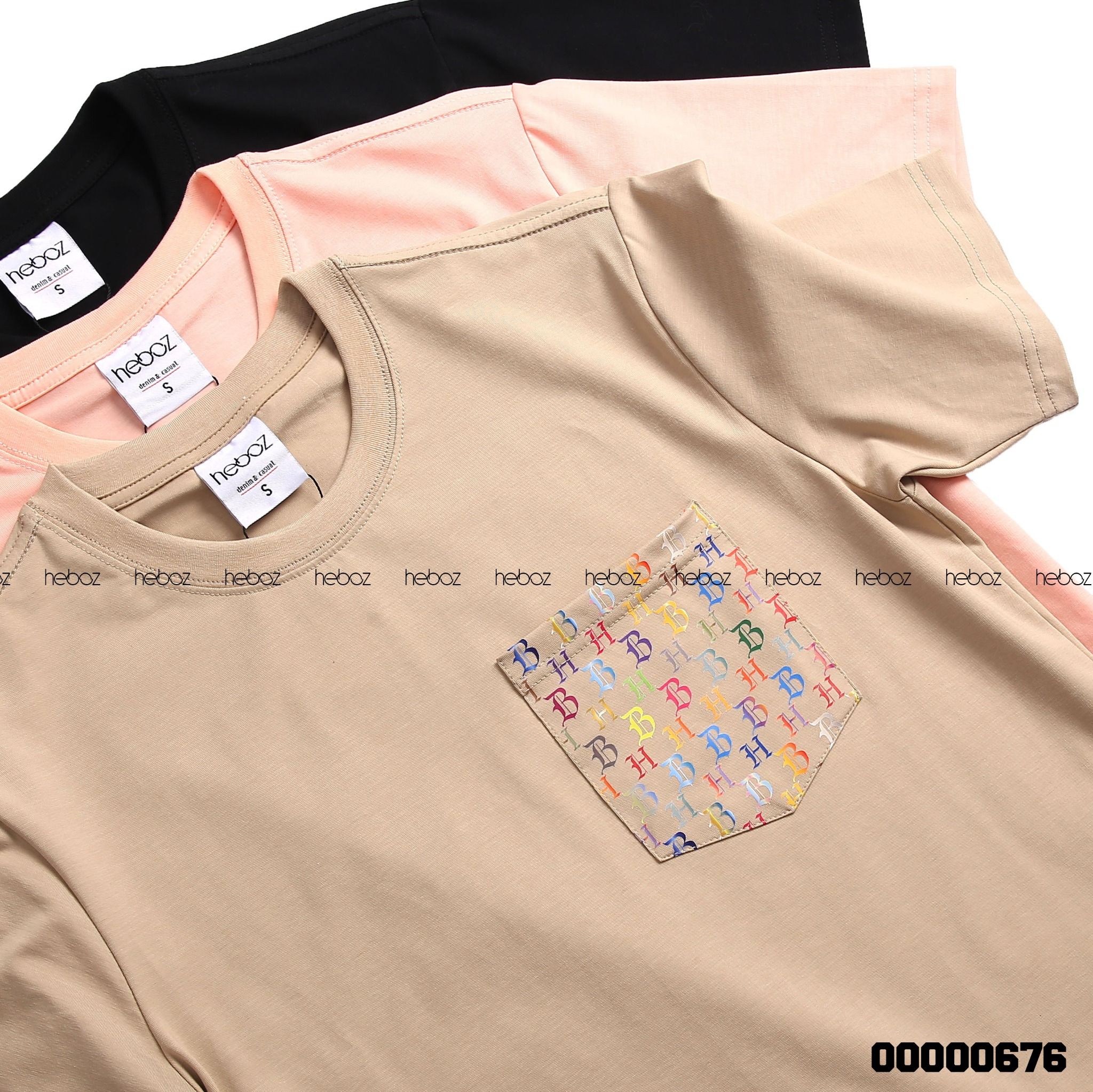 Áo thun Heboz túi in chữ 4M - 00000676